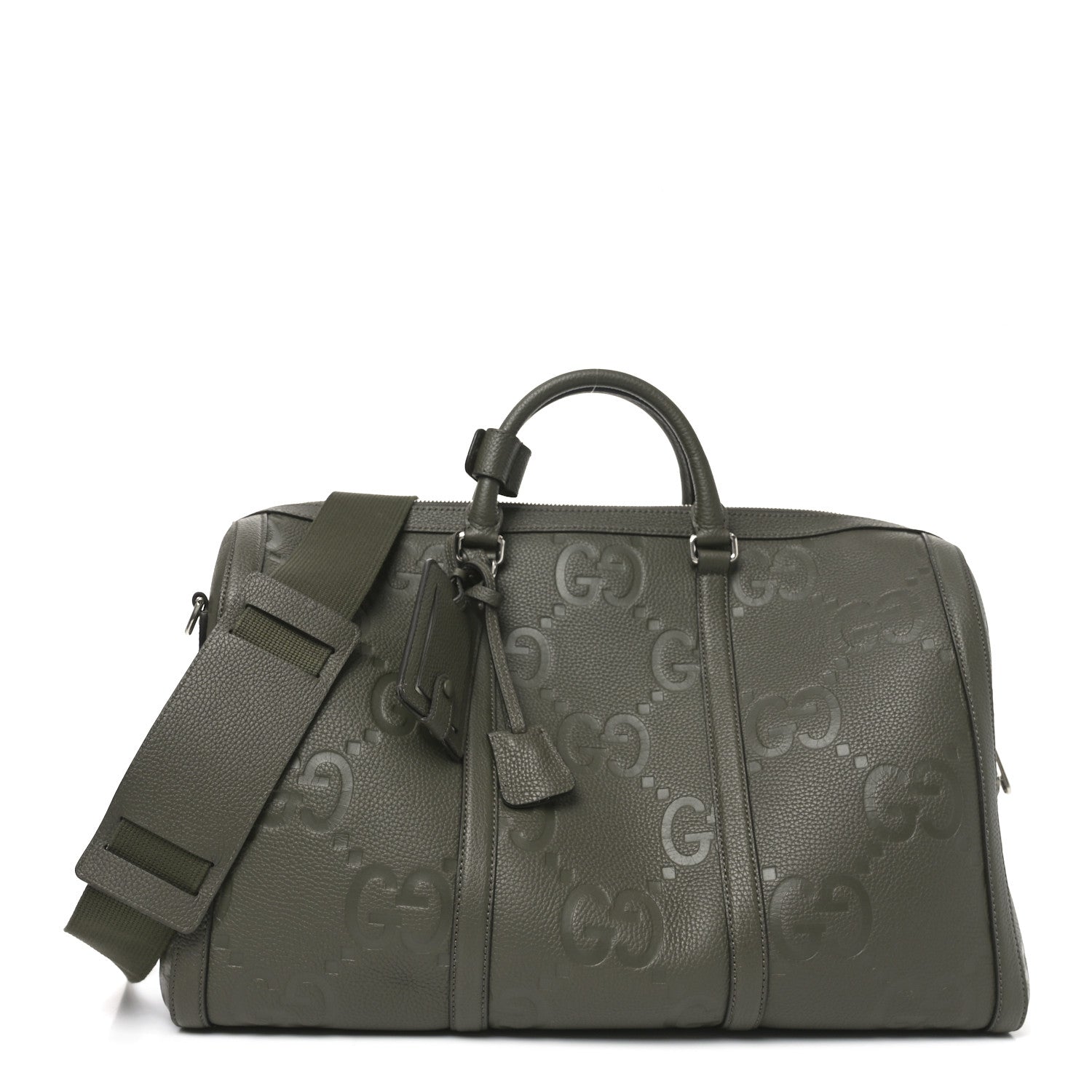 Piuma Calfskin Jumbo GG Embossed Large Duffle Bag Dark Vintage Olive