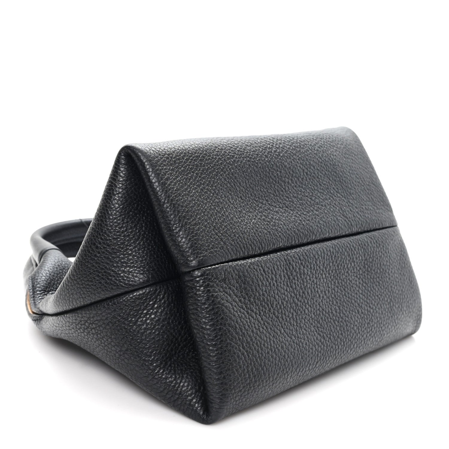 Grained Calfskin Softbit Medium Shoulder Bag Black