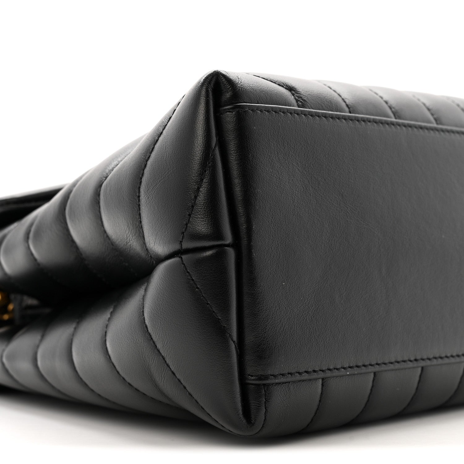 Calfskin Y Quilted Monogram Medium Loulou Chain Satchel Black