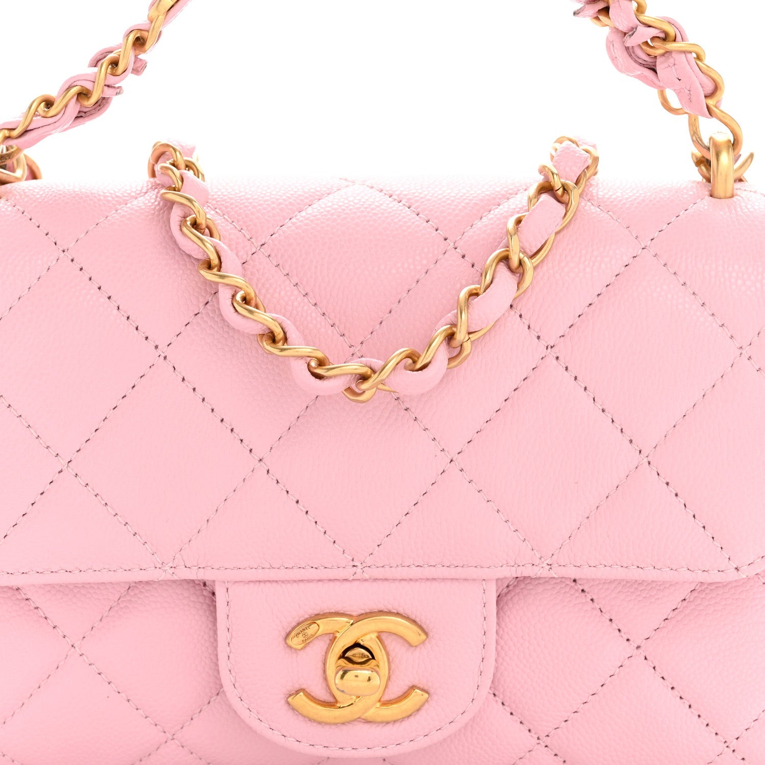 Caviar Quilted Mini Flap Light Pink