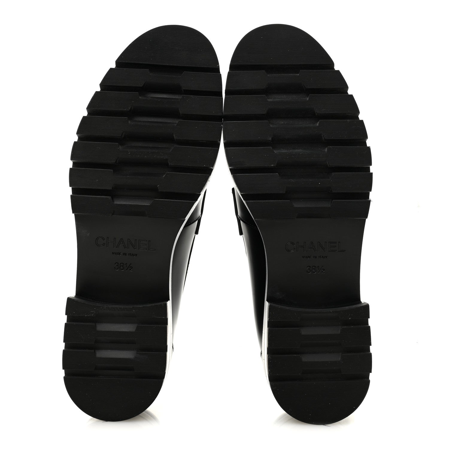 Calfskin Metal CC Loafers 38.5 Black