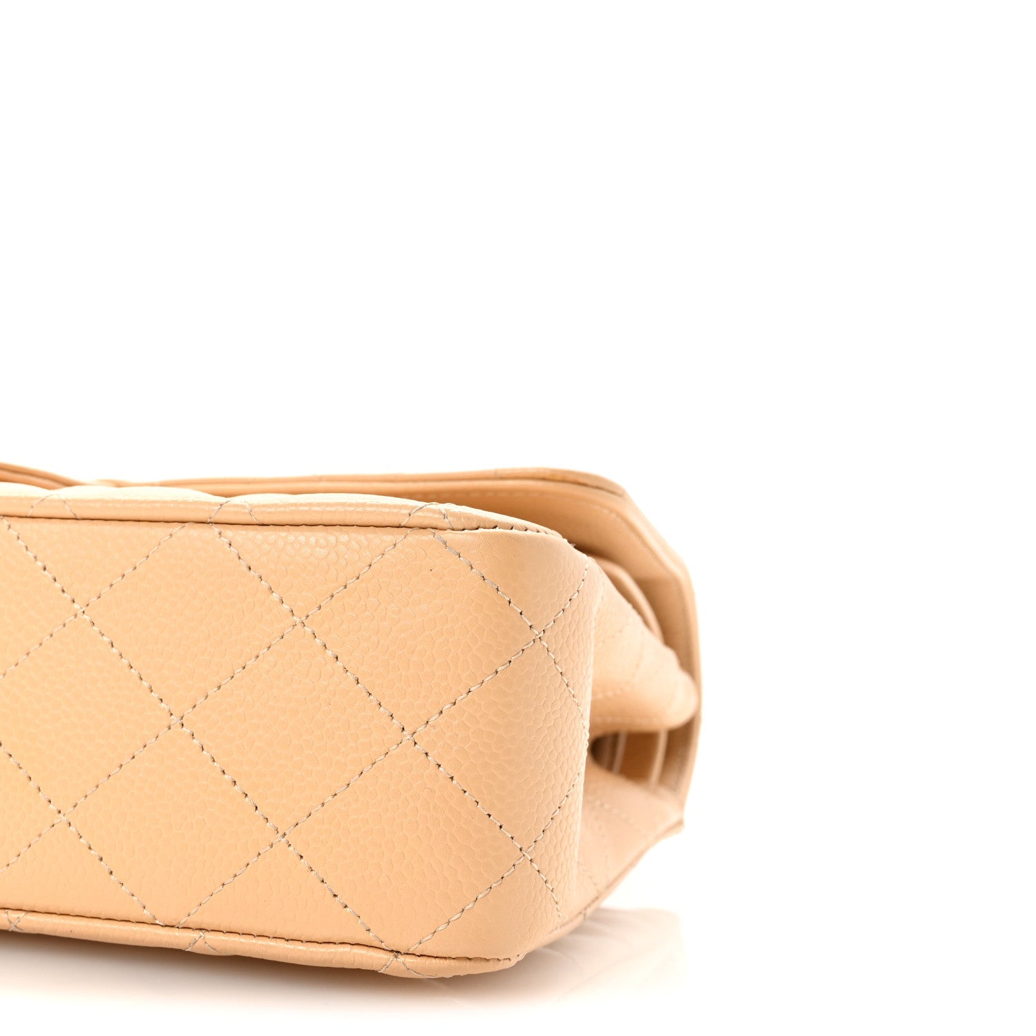 Caviar Quilted Medium Double Flap Beige
