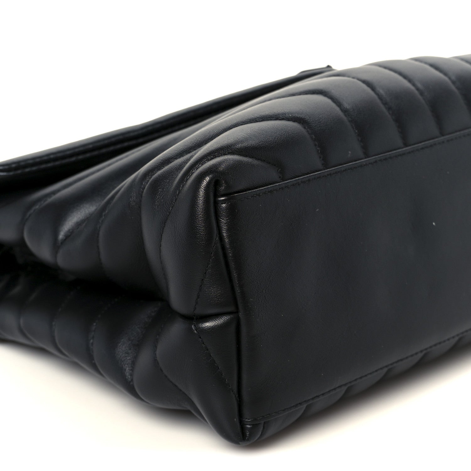 Calfskin Y Quilted Monogram Monochrome Medium Loulou Chain Satchel Black