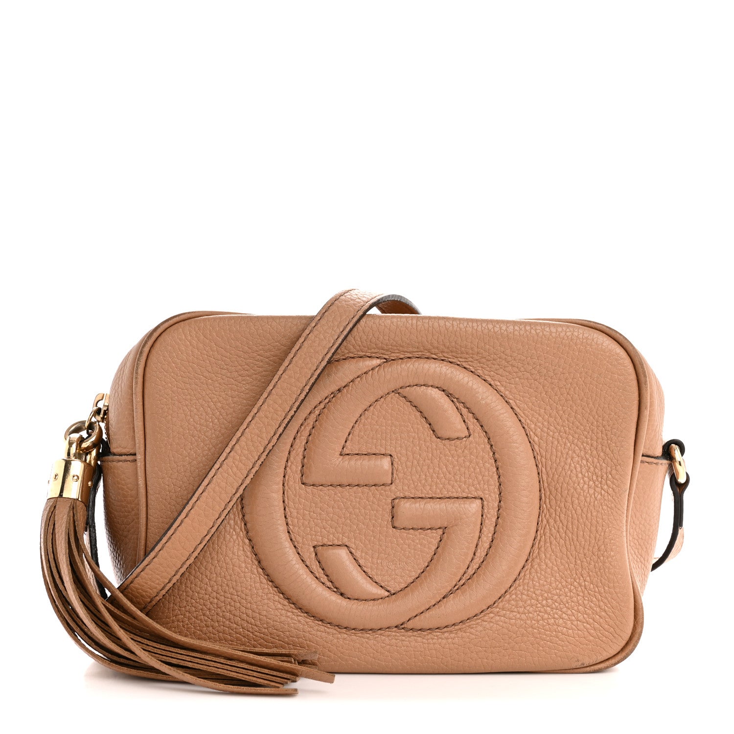 Pebbled Calfskin Small Soho Disco Bag Rose Beige