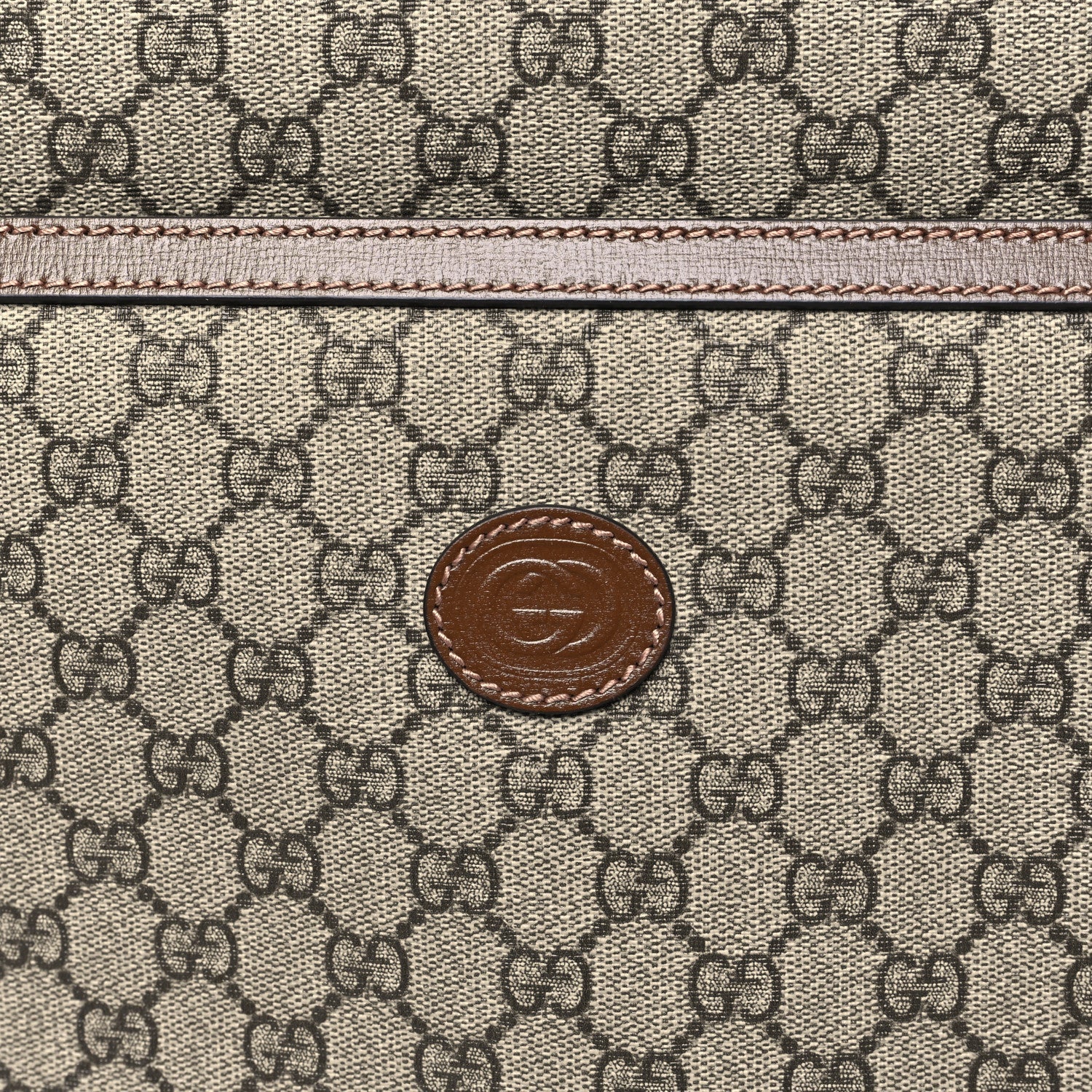 GG Supreme Monogram Azalea Calfskin Retro Interlocking G Garment Bag Beige Ebony Brown Sugar