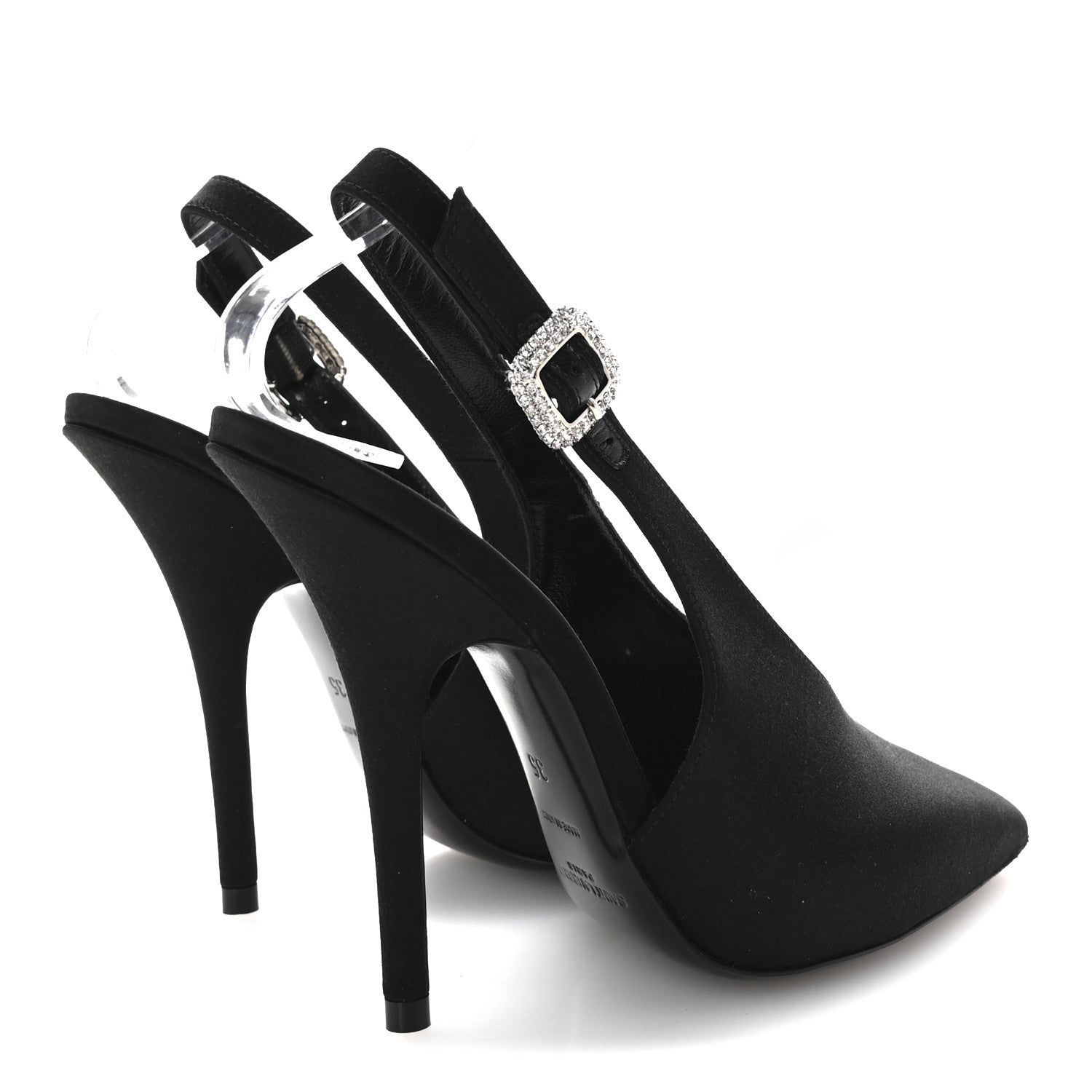 Silk Satin Yasmeen 115 Slingback Pumps 35 Black