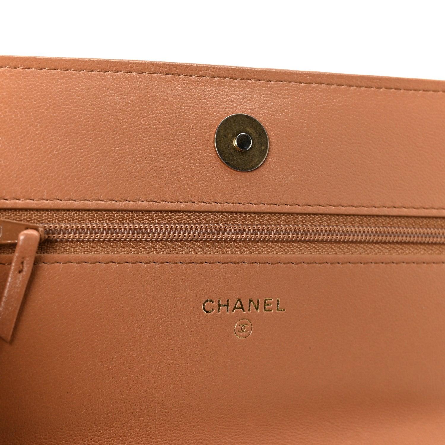 Lambskin Quilted Chanel 19 Wallet On Chain WOC Brown