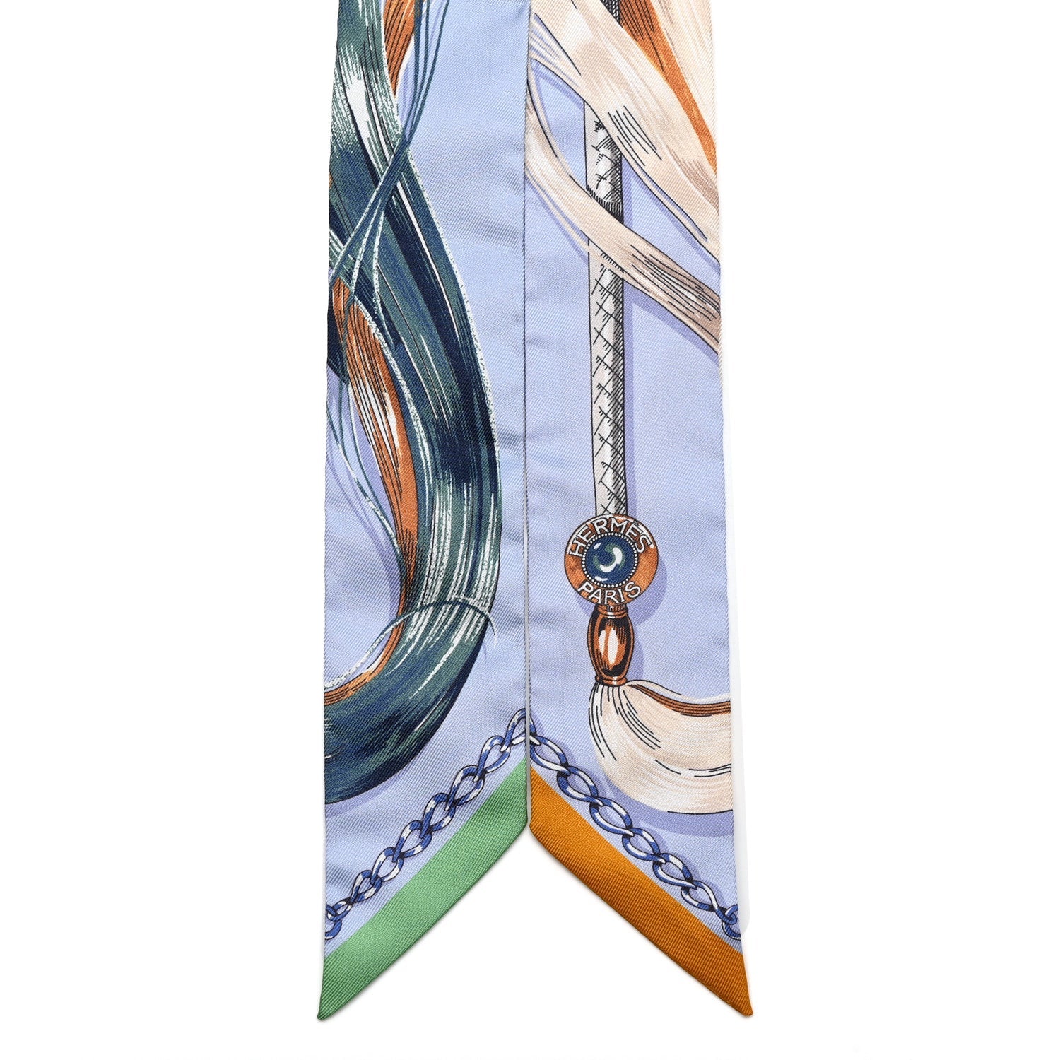 Silk Cavalcades Twilly Bleu Ciel Creme Vert