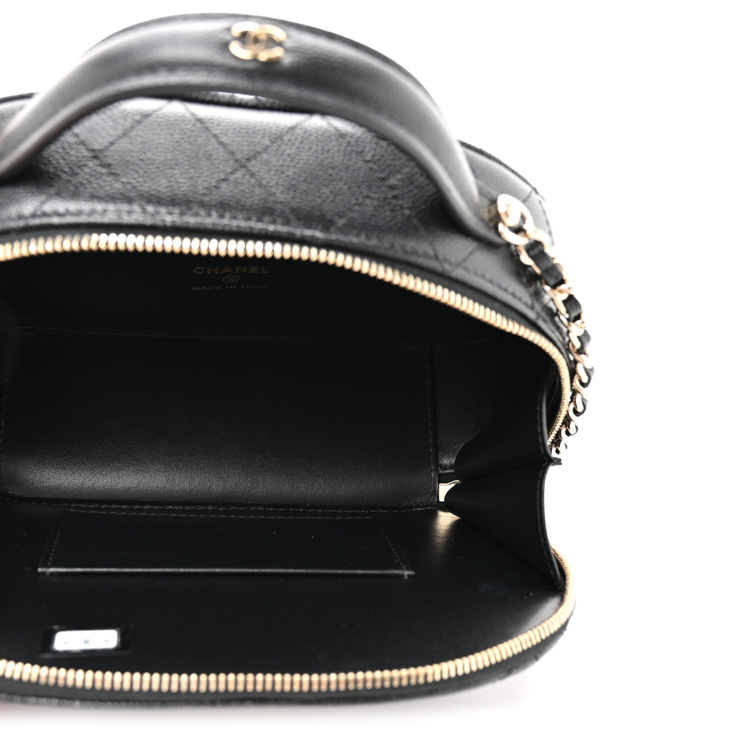 Caviar Quilted Top Handle Vanity Case Black