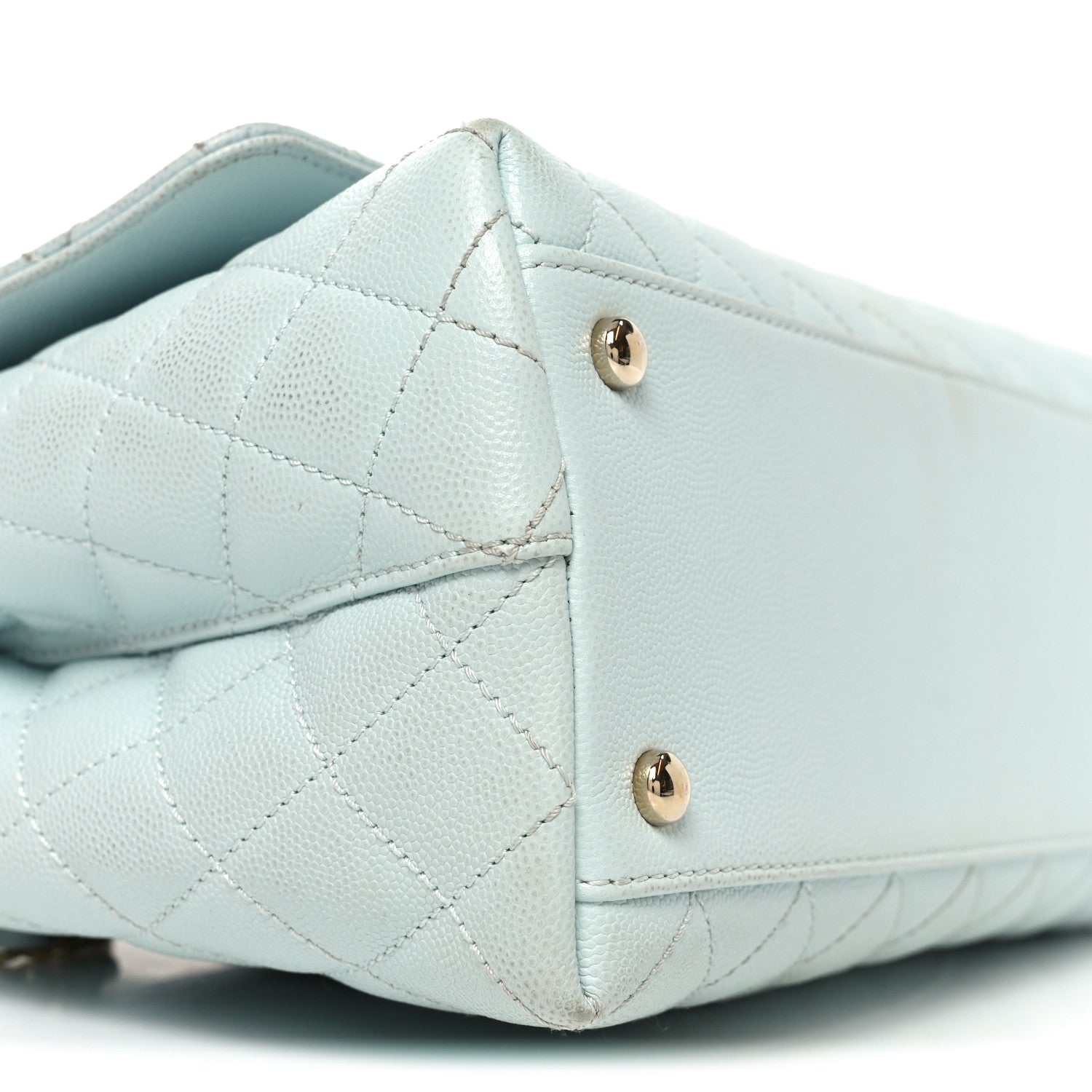 Caviar Quilted Small Coco Handle Flap Light Blue