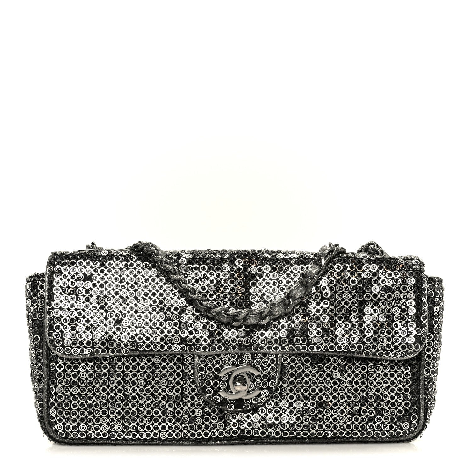 Sequin East West Flap Dark Silver
