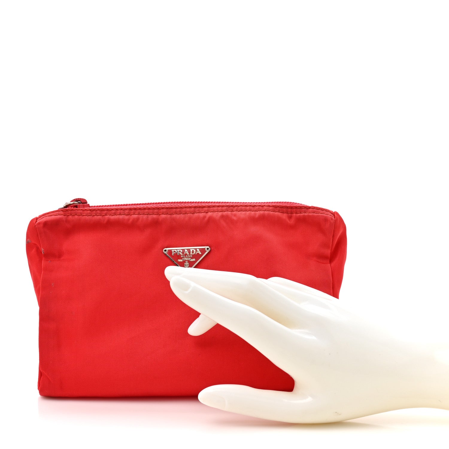 Tessuto Nylon Vela Cosmetic Pouch Rosso