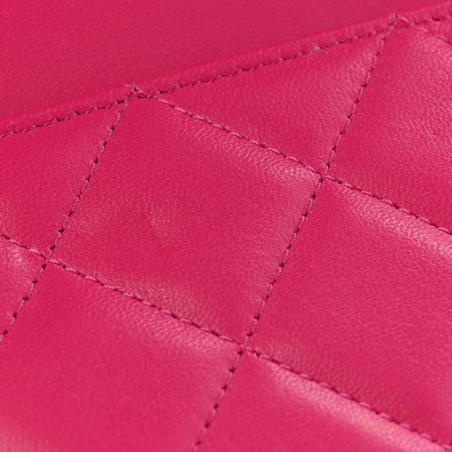 Lambskin Quilted Studded CC Wallet On Chain WOC Dark Pink