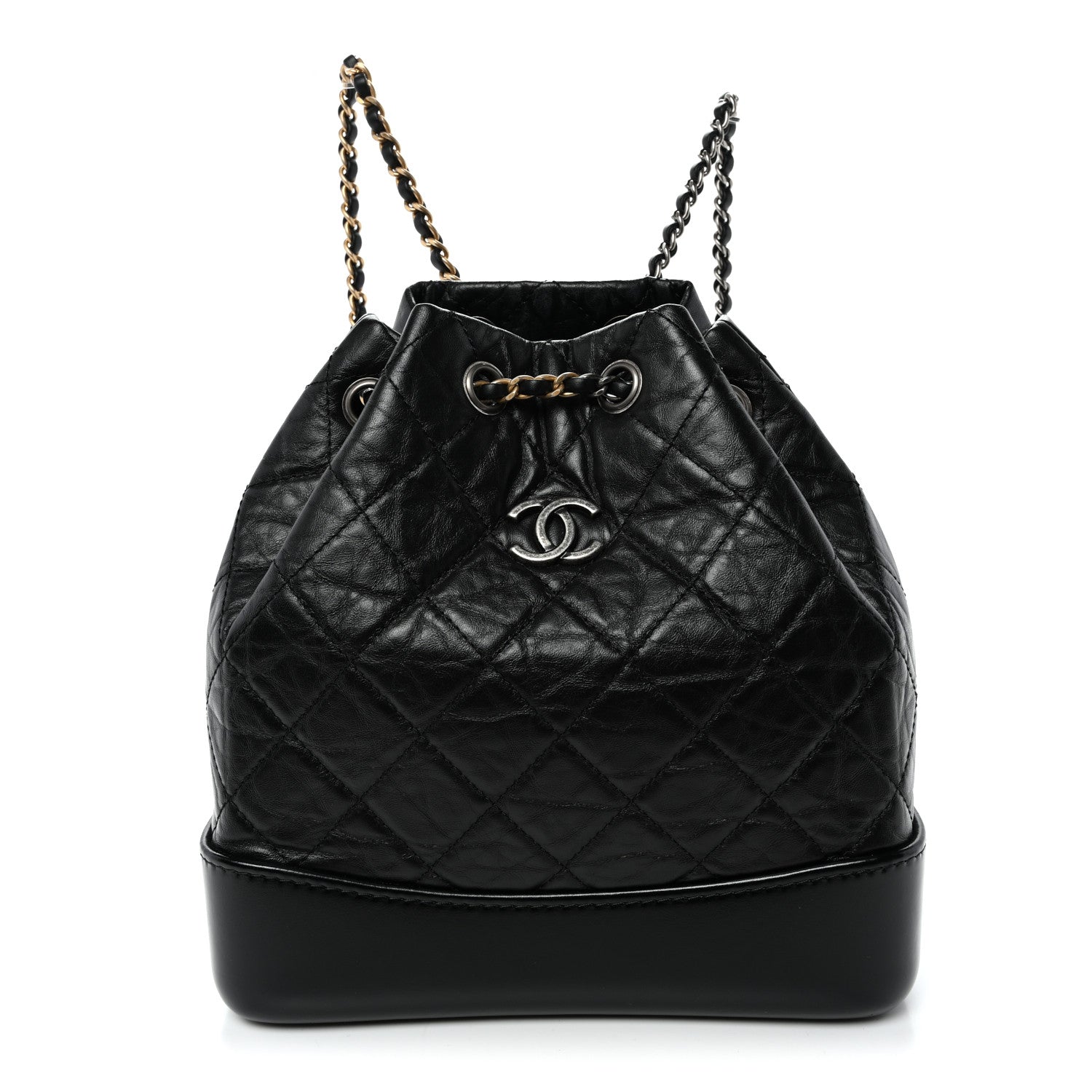 Aged Calfskin Quilted Small Gabrielle Backpack Black
