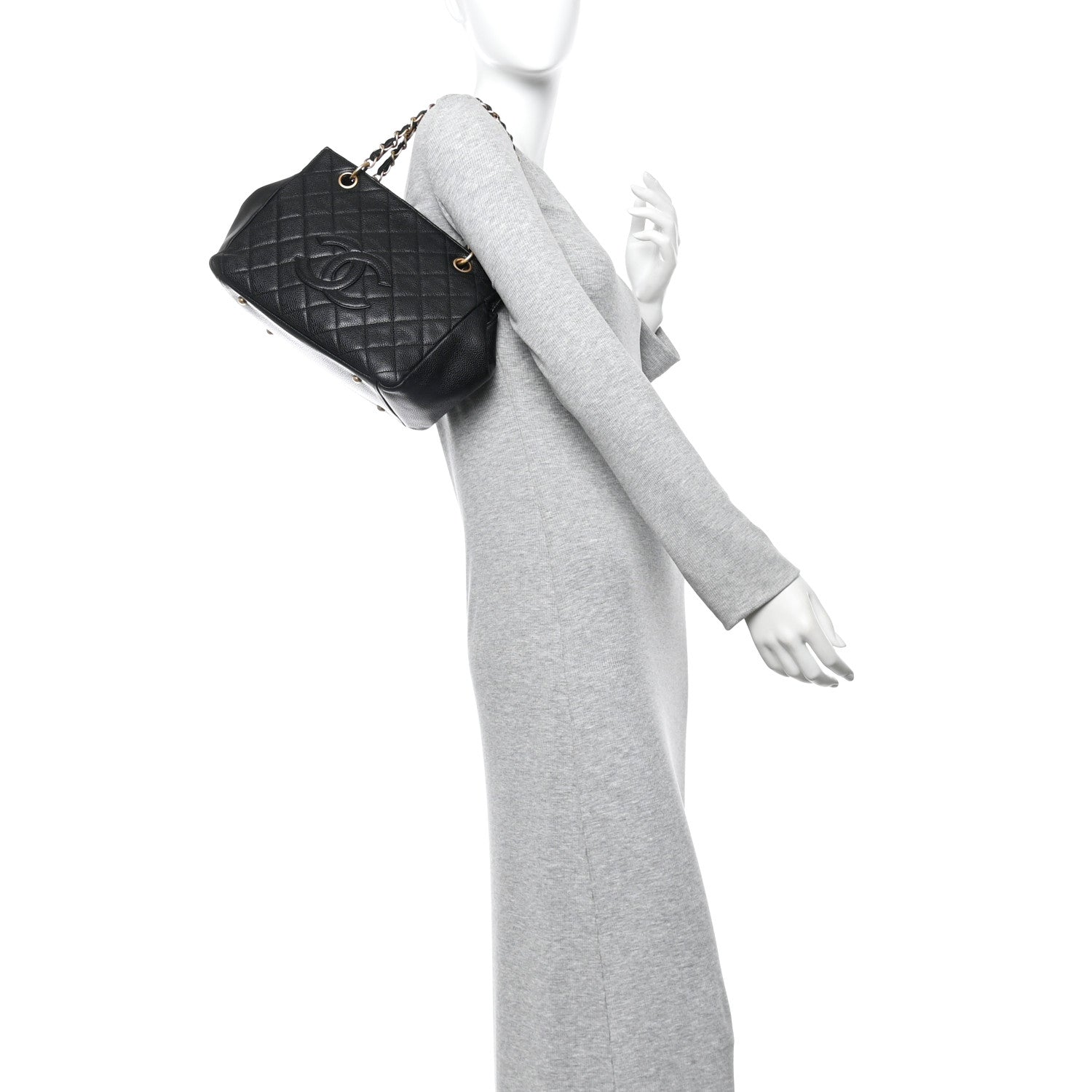Caviar Quilted Petit Timeless Tote PTT Black