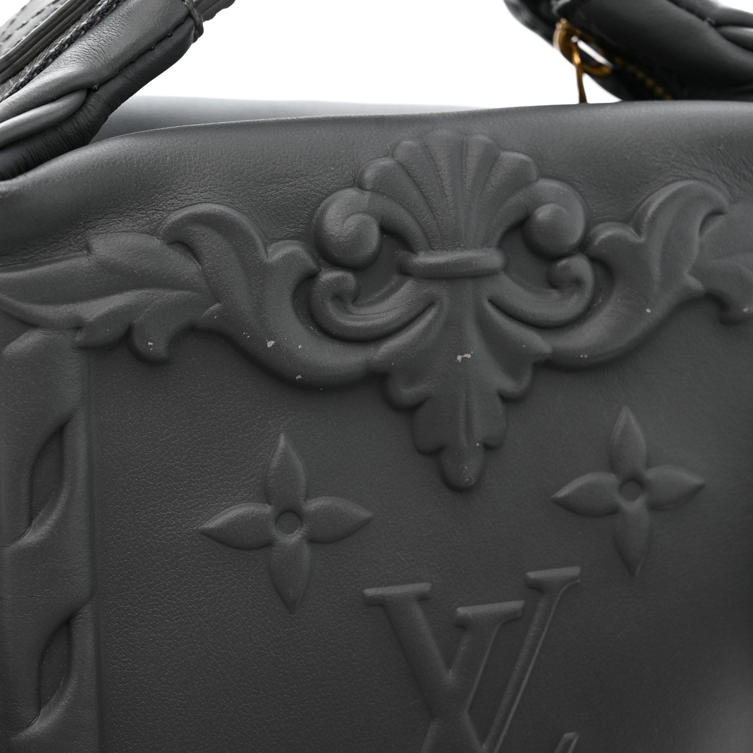 Calfskin Monogram Embossed Cruiser Messenger Dark Shadow Gray