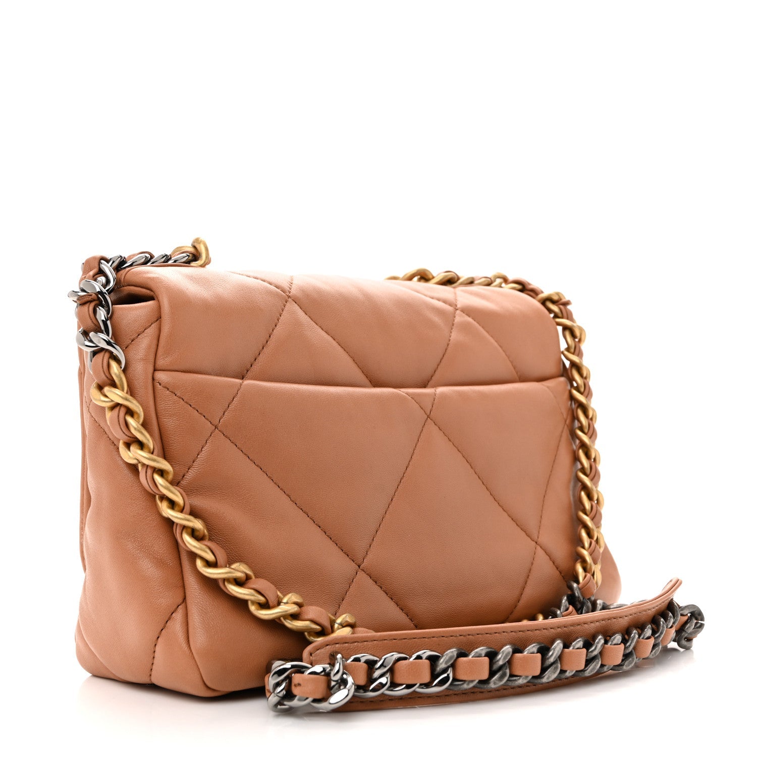 Lambskin Quilted Medium Chanel 19 Flap Brown