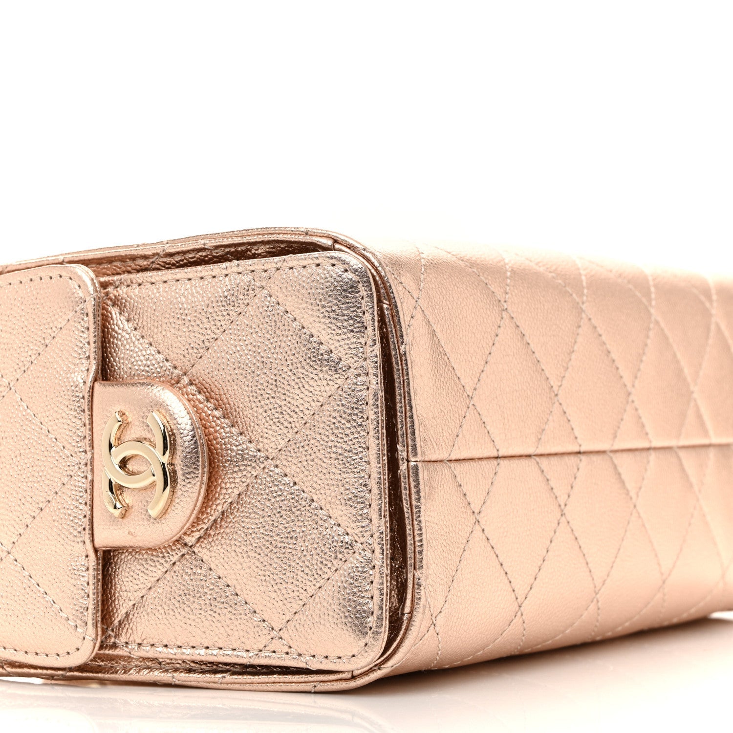 Metallic Caviar Quilted Mini Chanel 25 Handbag Copper