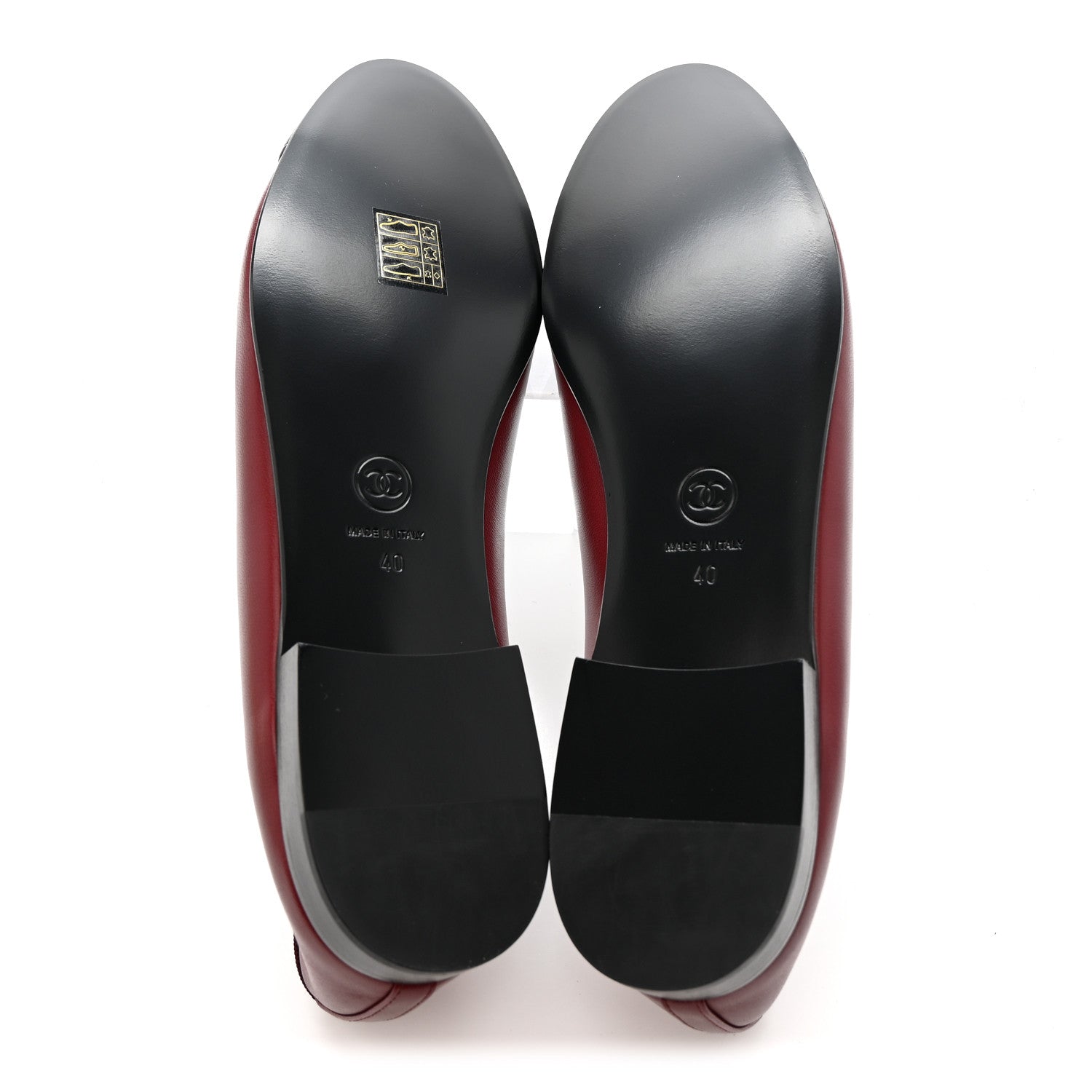 Lambskin Cap Toe CC Ballerina Flats 40 Burgundy Black