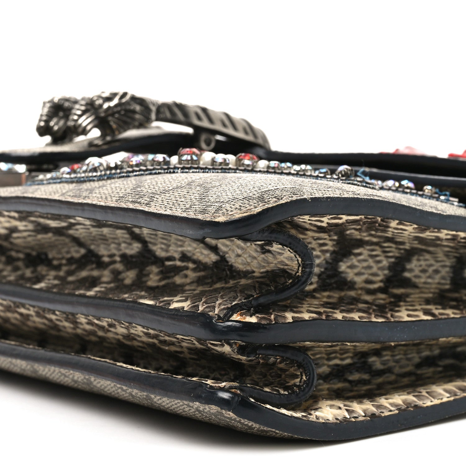 GG Supreme Monogram Snakeskin Crystal Magnetismo Embroidered Medium Dionysus Shoulder Bag