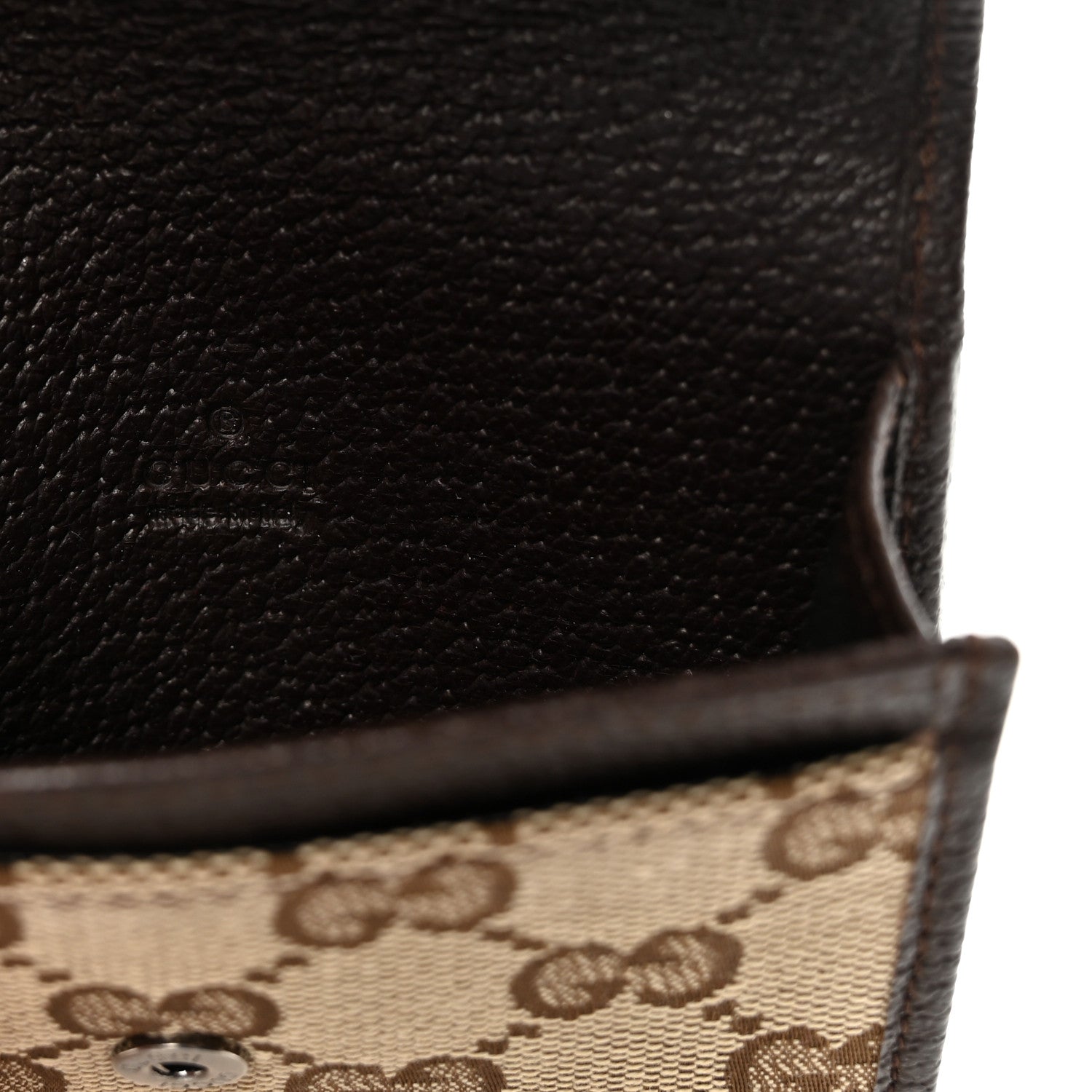 GG Monogram Card Case Flap Wallet Dark Brown