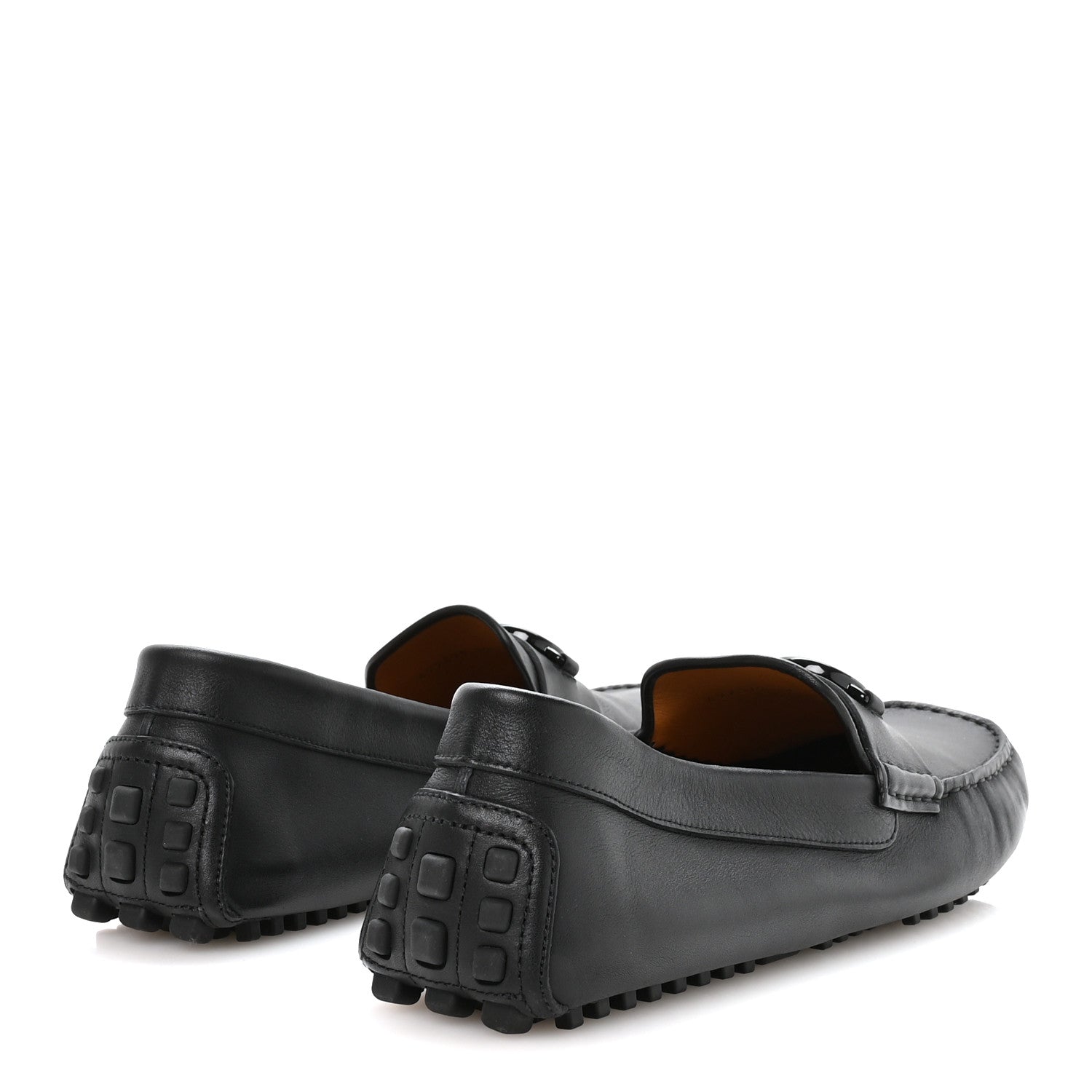 Soft Clove Calfskin Monochrome Mens Interlocking G Driver Loafers 12 Black