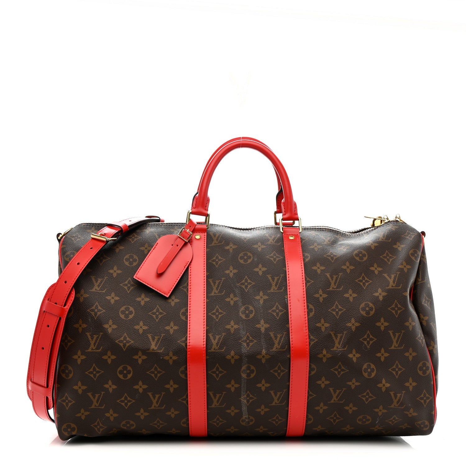 Monogram Macassar Keepall Bandouliere 50 Red