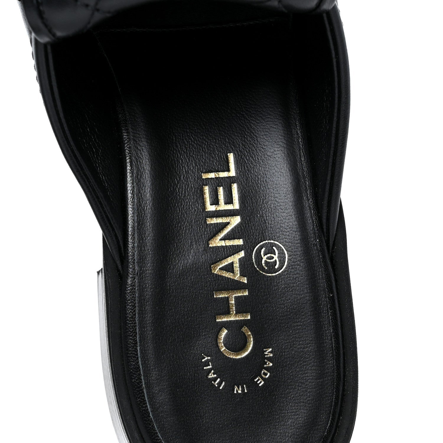 Lambskin Quilted CC Turnlock Mules 38.5 Black