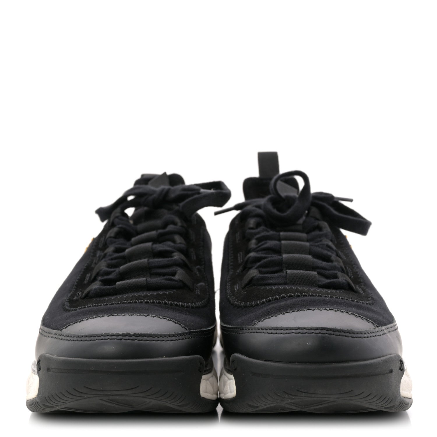 Velvet Calfskin Mixed Fibers CC Sneakers 40 Black