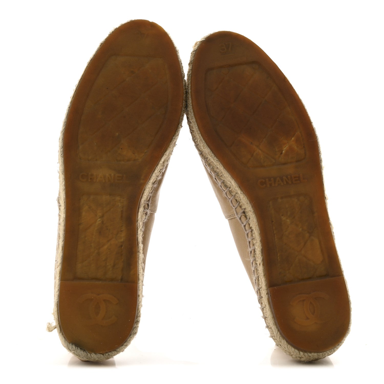 Lambskin CC Espadrilles 37 Beige Black