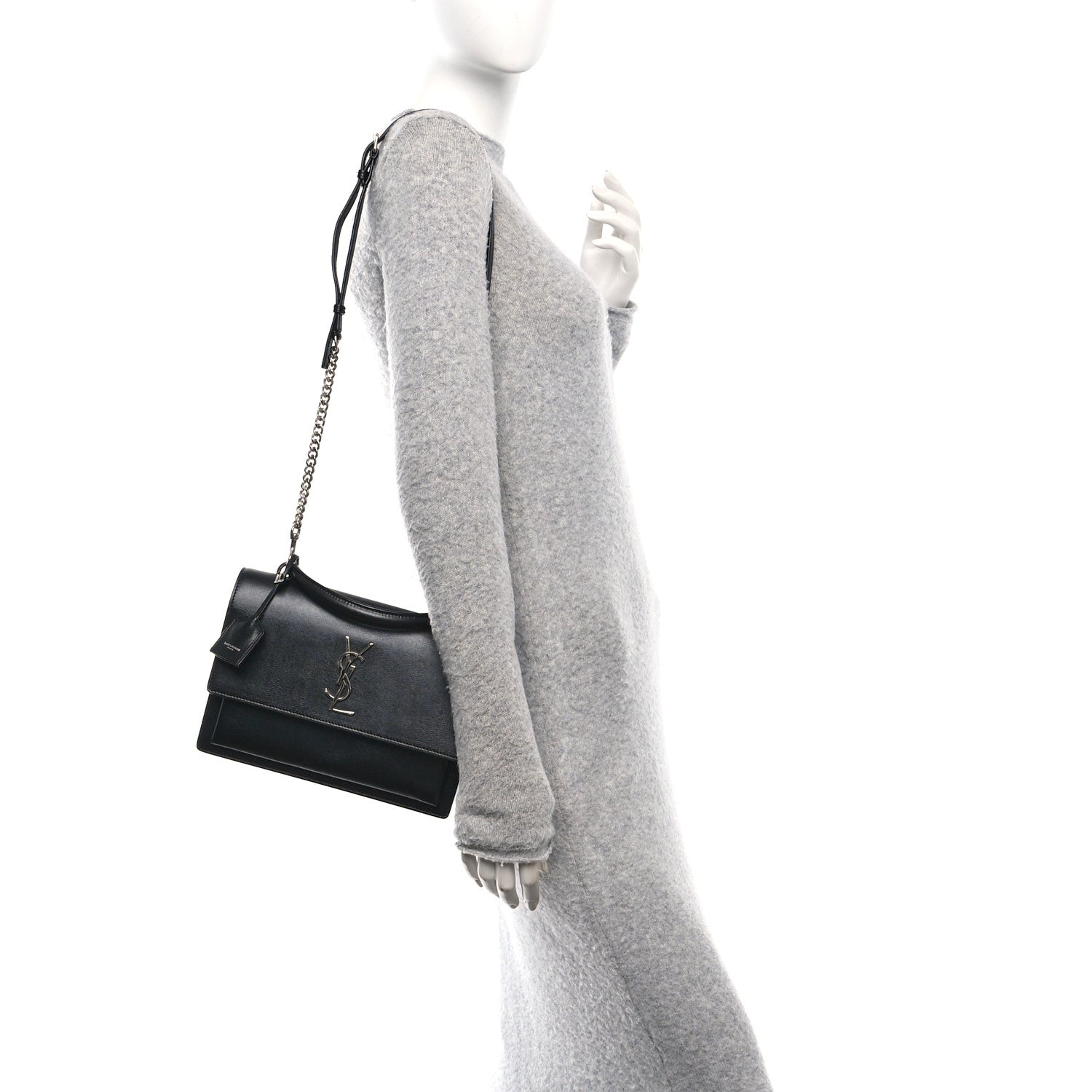 Smooth Calfskin Medium Monogram Sunset Satchel Black