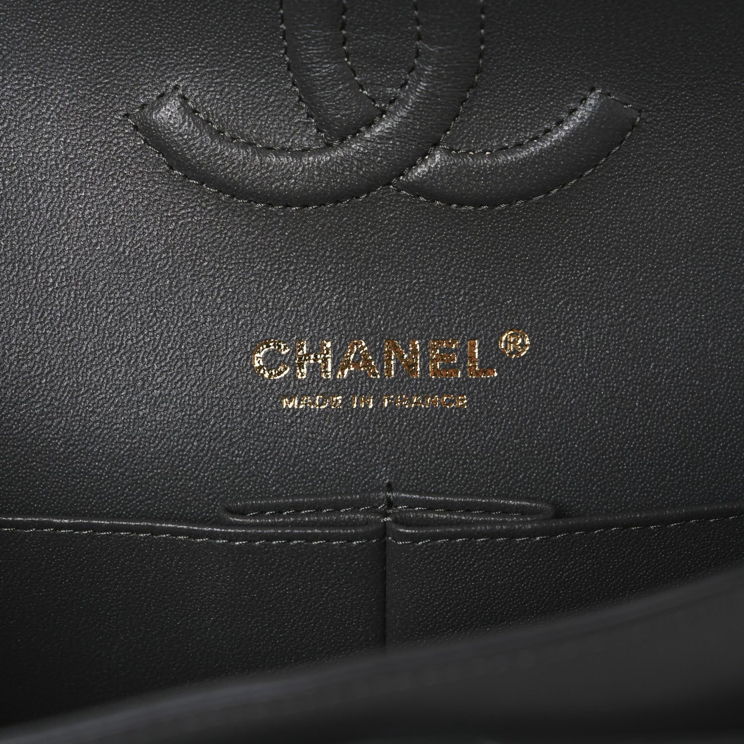 Lambskin Quilted Medium Double Flap Dark Grey