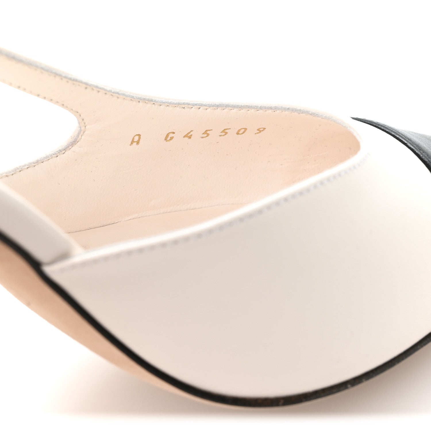 Lambskin Grosgrain Cap Toe CC Slingback Pumps 37 White Black