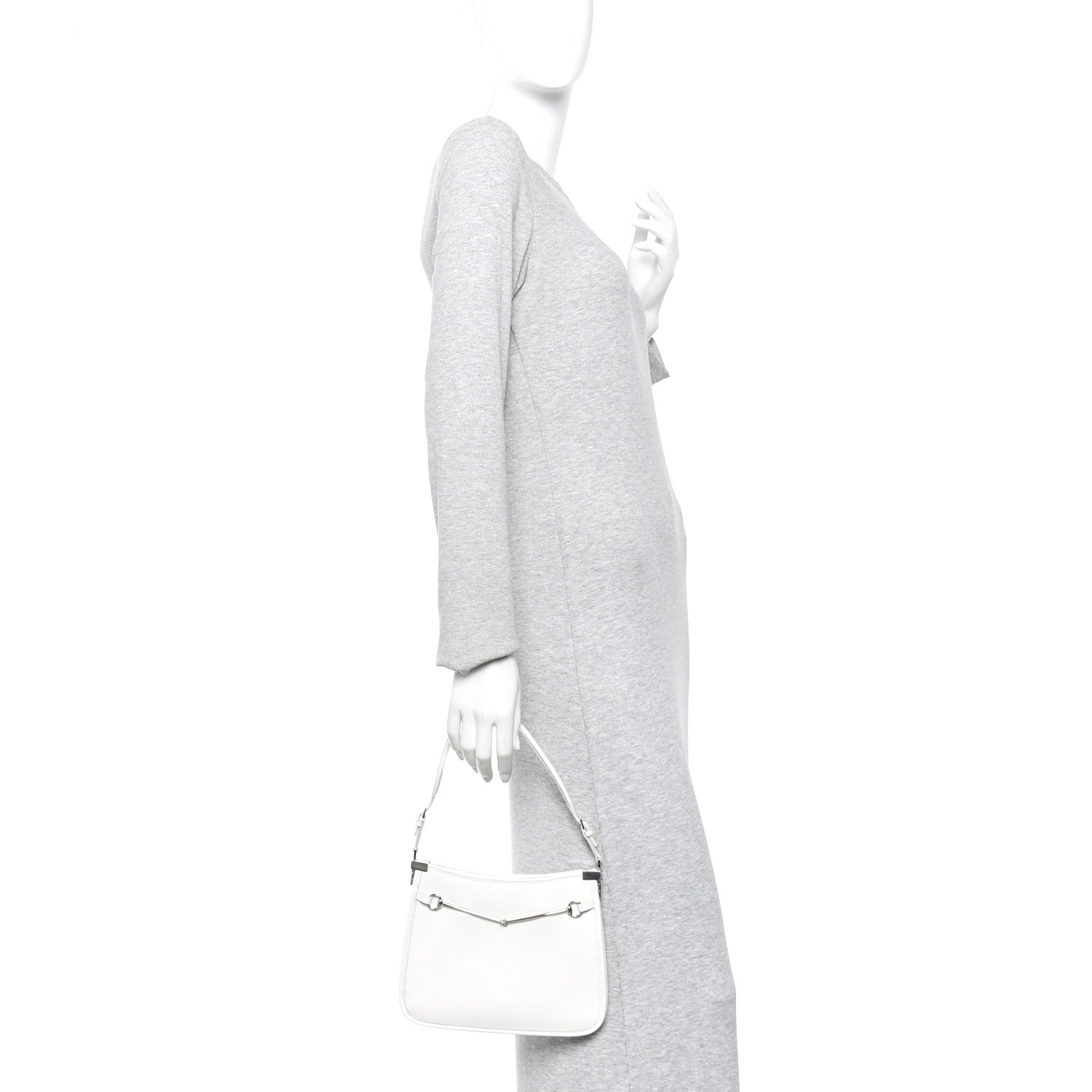 Calfskin Horsebit Slim Shoulder Bag White