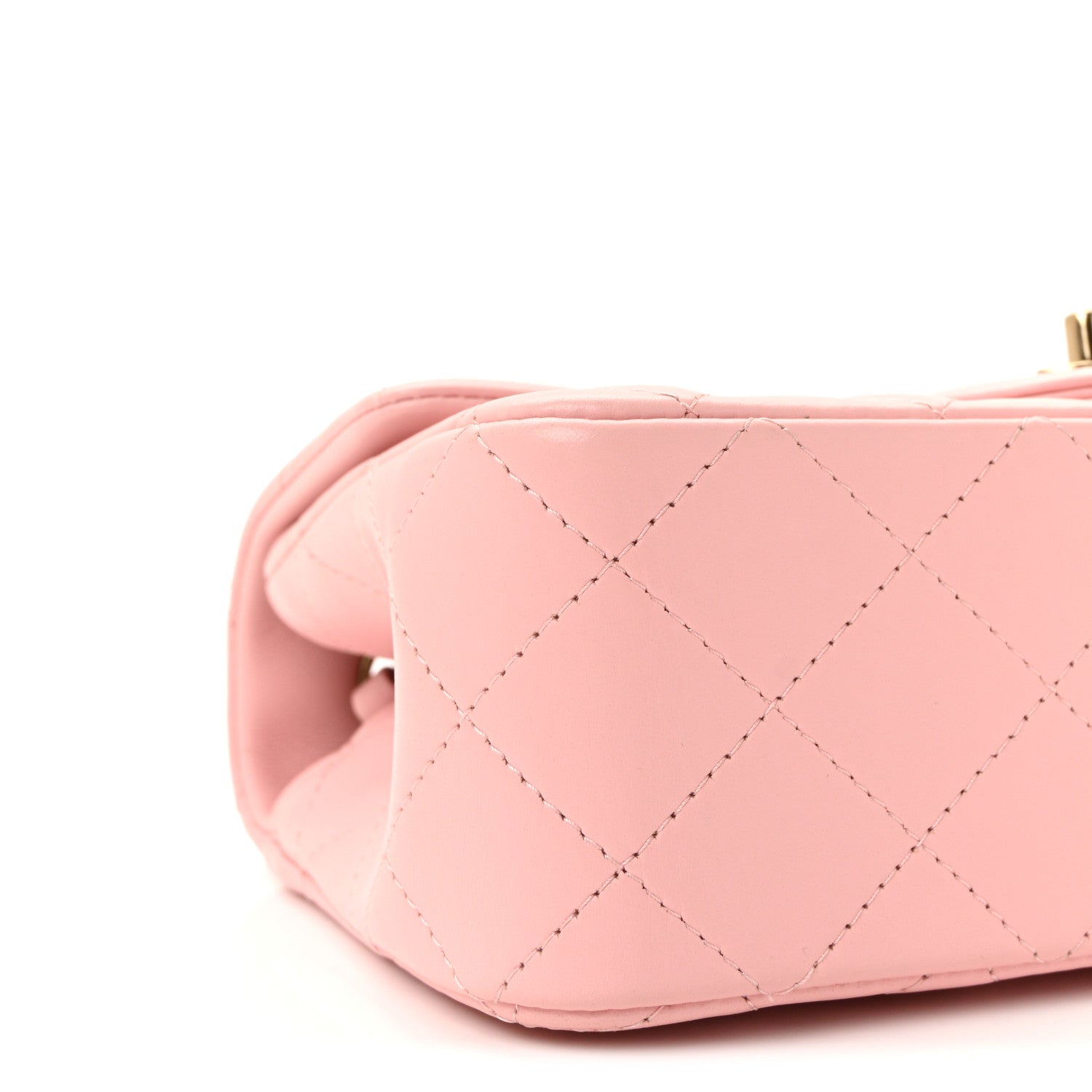 Lambskin Quilted Mini Rectangular Flap Light Pink