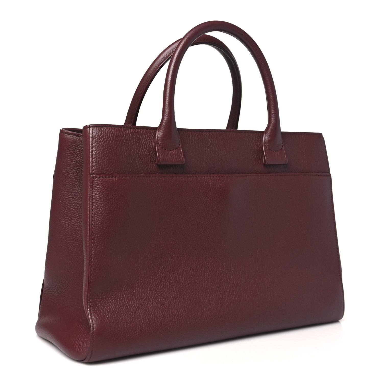 Grained Calfskin Small Neo Executive Shopper Tote  Burgundy