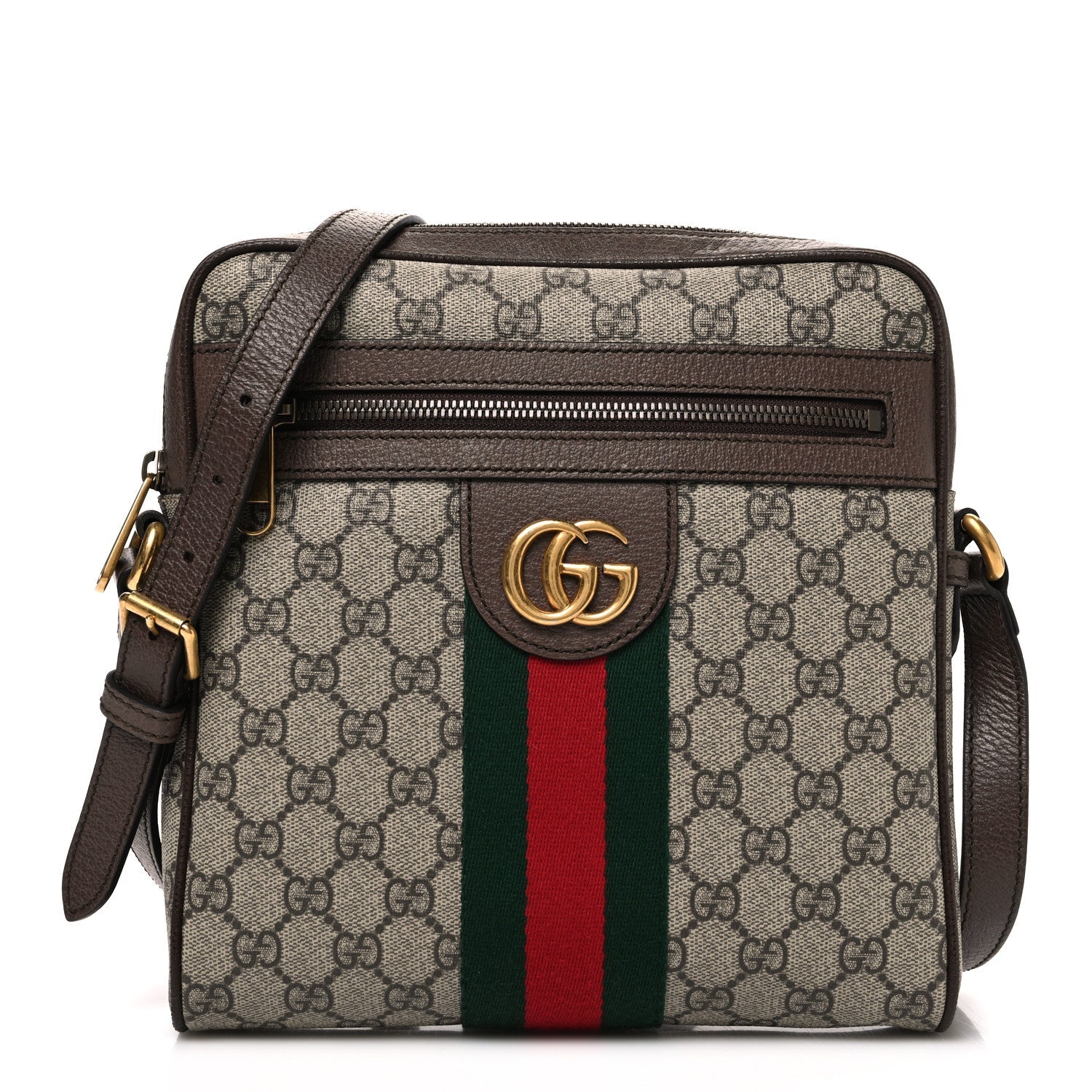 GG Supreme Monogram Web Small Ophidia Messenger Bag Brown