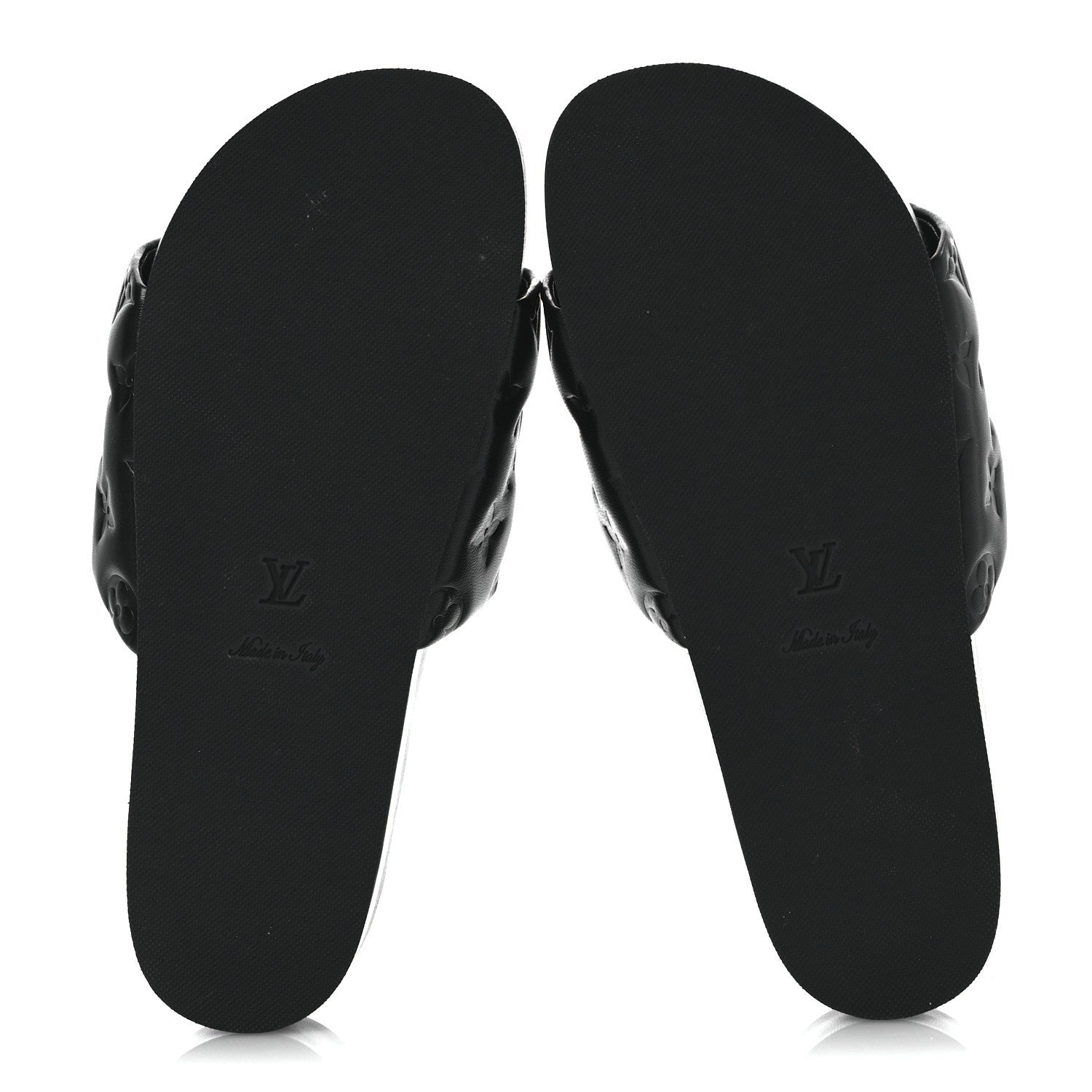 Lambskin Embossed Monogram Jumbo Flatform Mule Sandals 40 Black