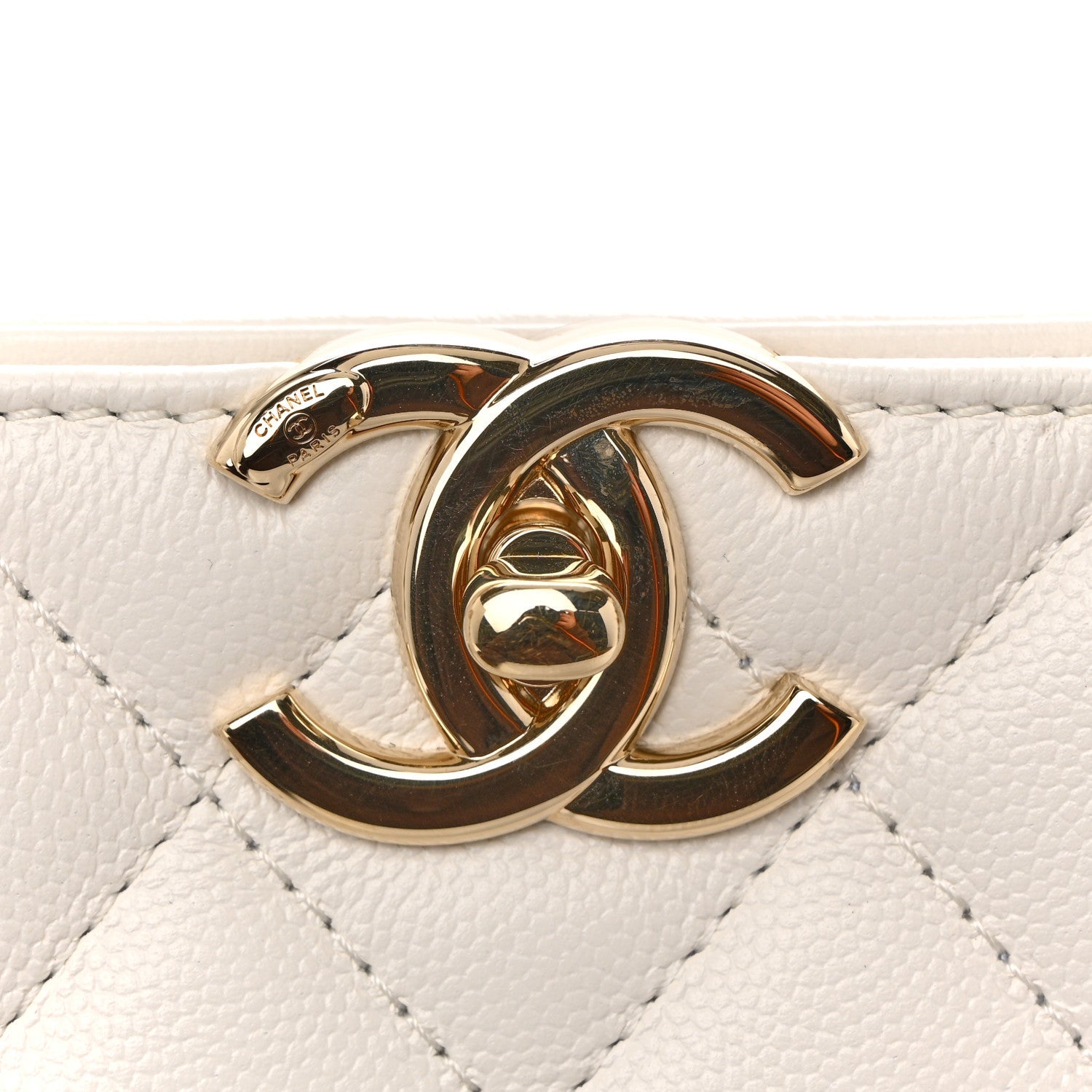 Caviar Quilted Small Shopping Tote White