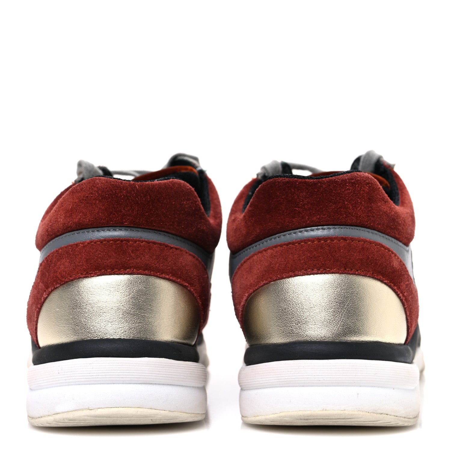 Suede Velvet Lambskin CC Sneakers 36 Burgundy Grey