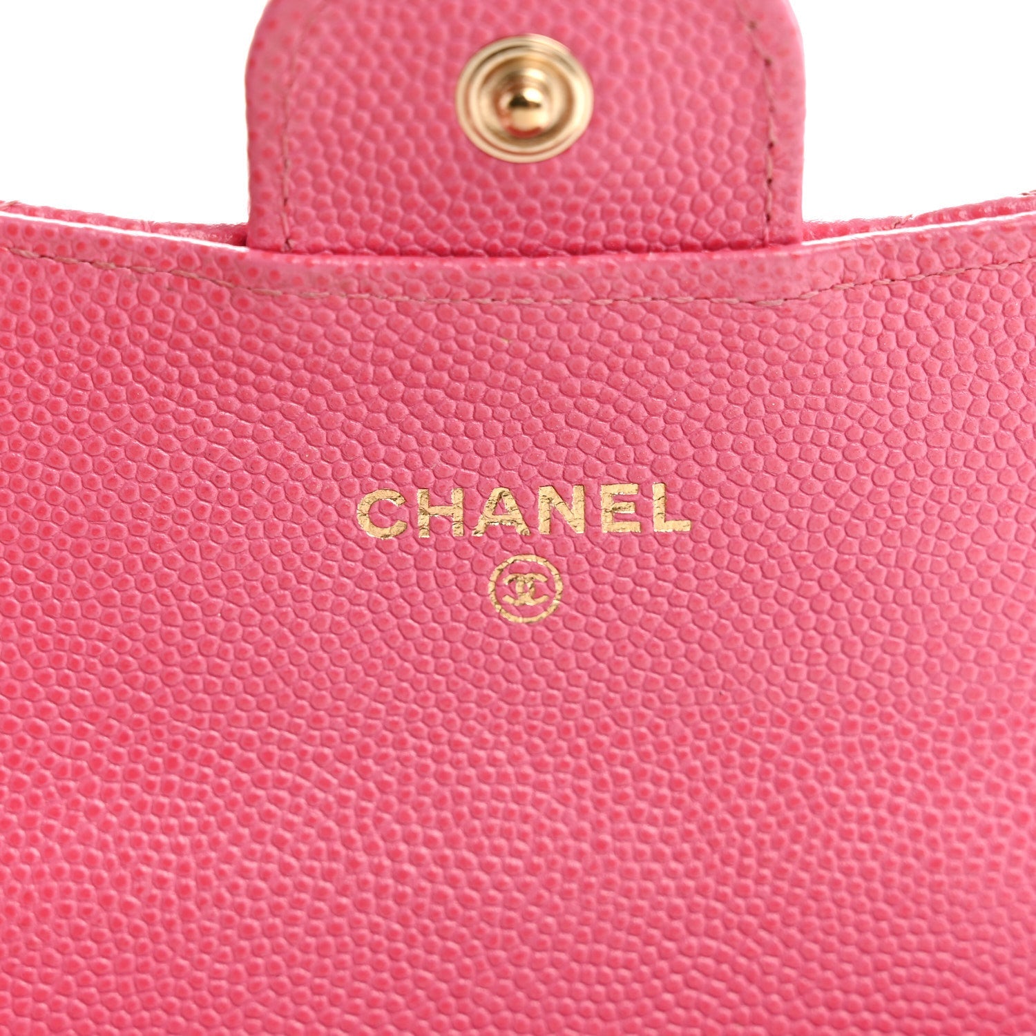 Caviar Quilted Flap Card Holder Wallet Pink