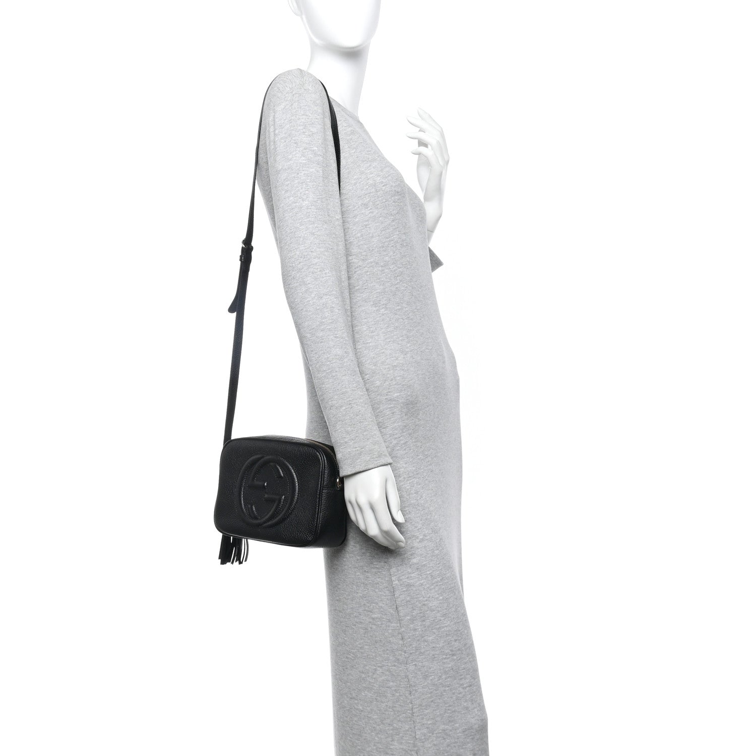 Pebbled Calfskin Small Soho Disco Bag Black