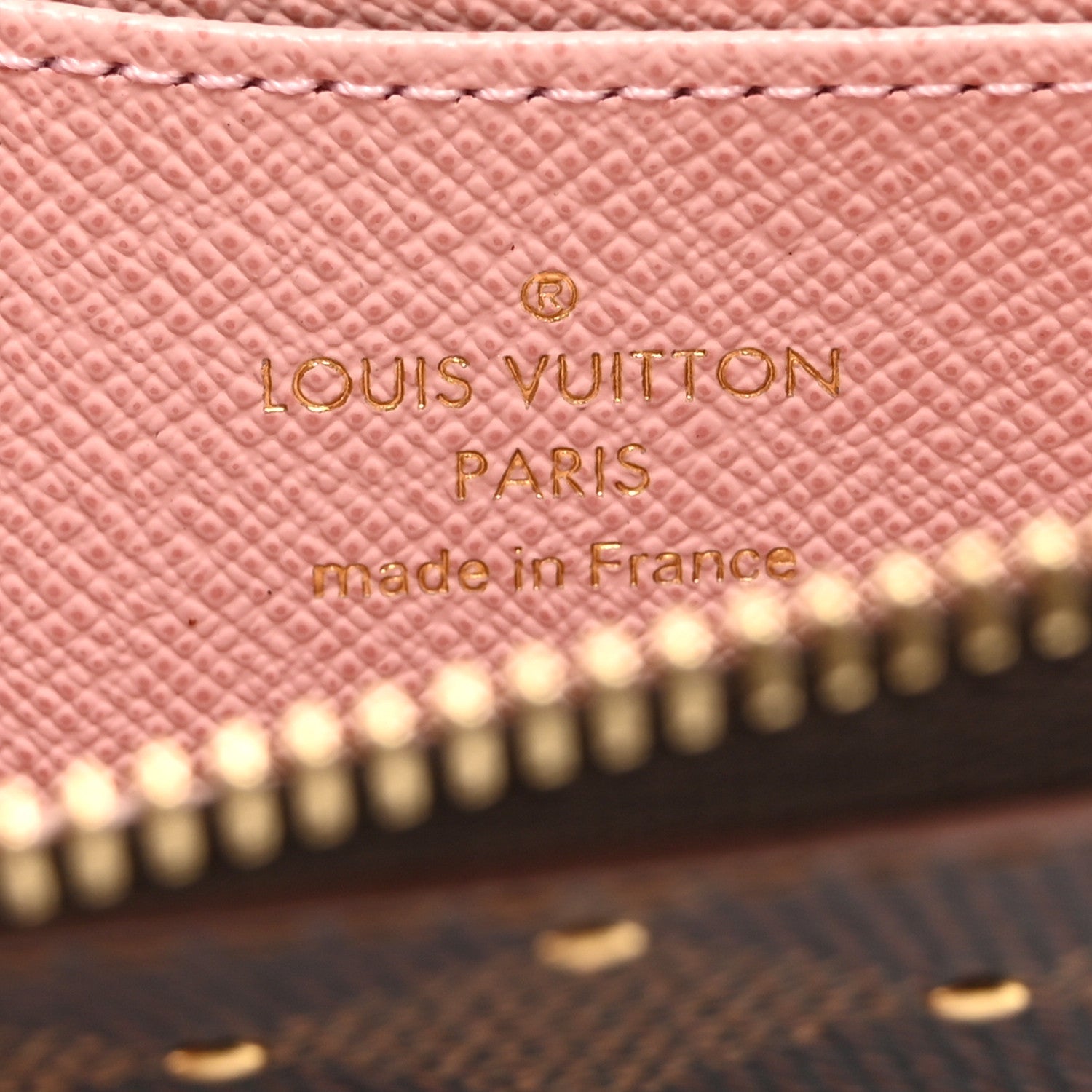Damier Ebene Studded Zippy Coin Purse Rose Ballerine