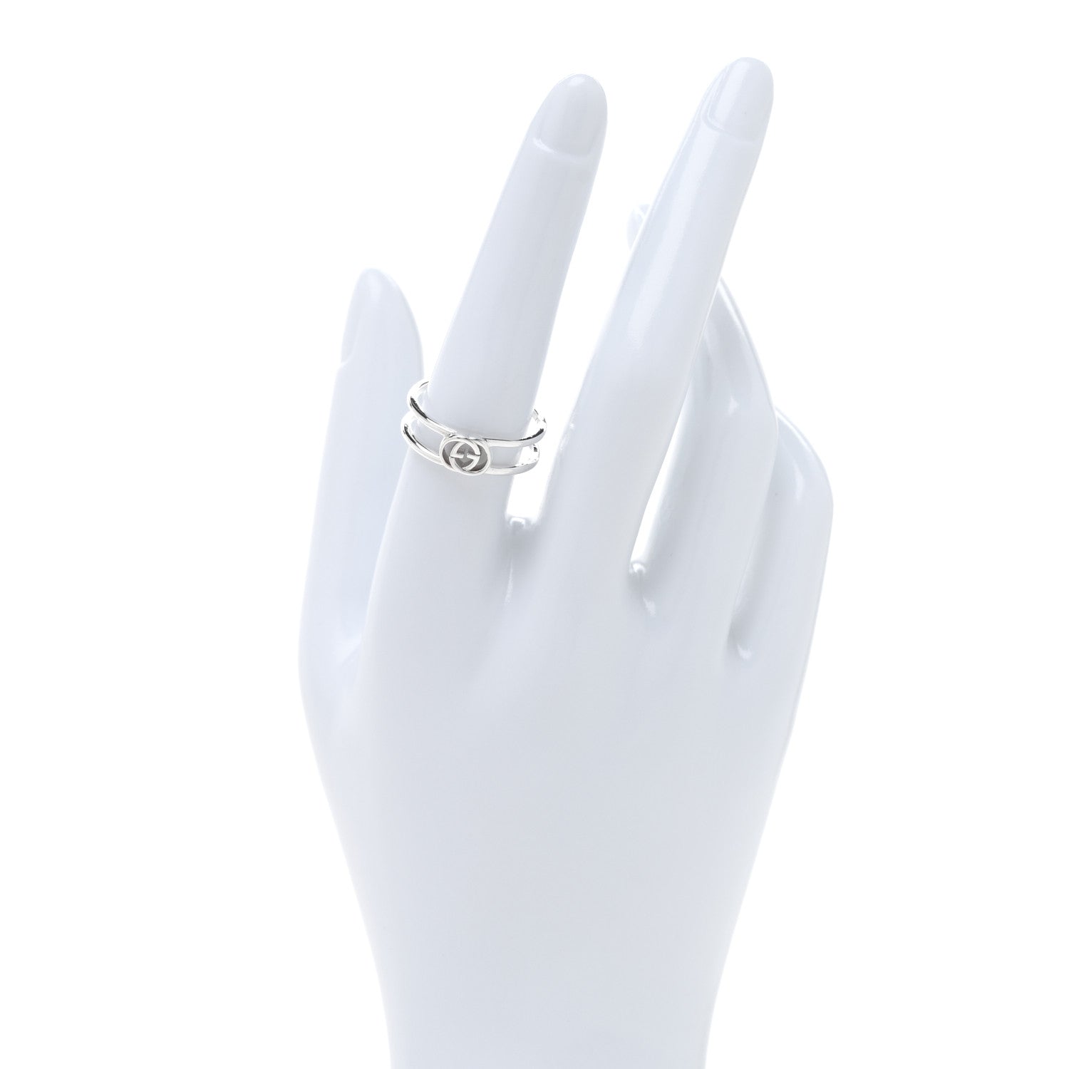 Sterling Silver 6mm Interlocking G Open Band Ring 56 7.5