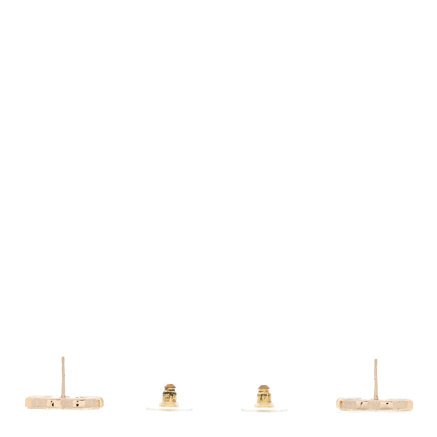 Enamel CC Earrings Gold White