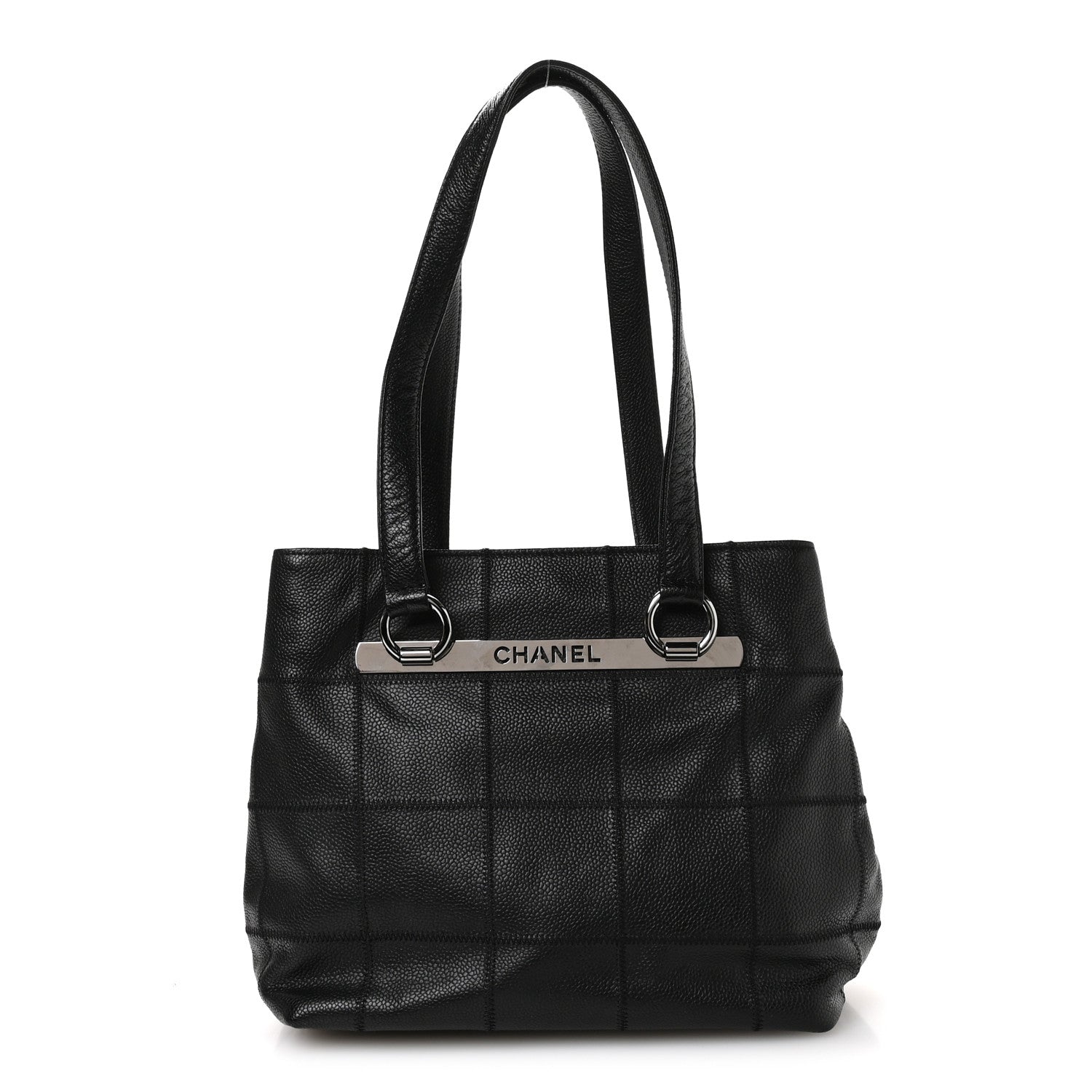 Caviar Quilted Chocolate Bar Tote Black