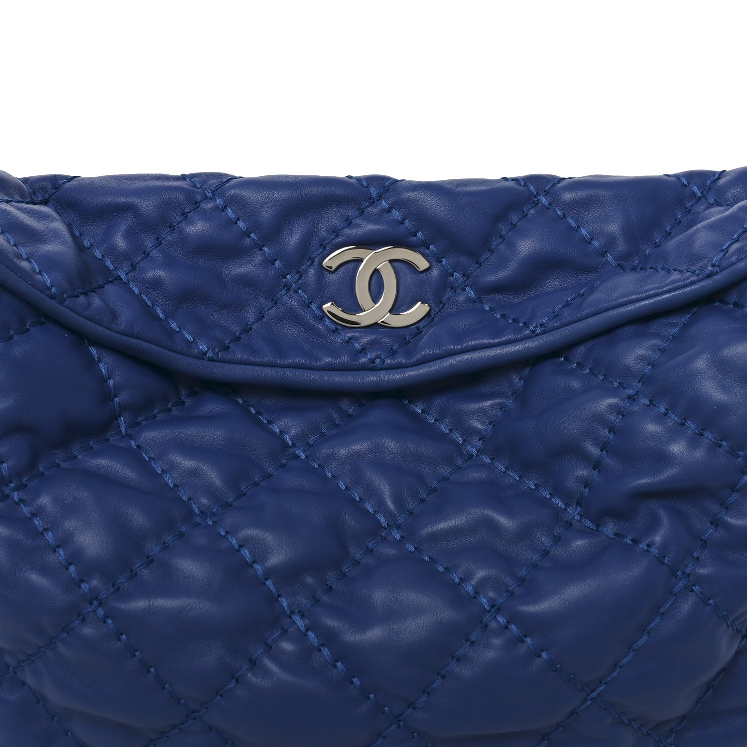 Calfskin Quilted French Riviera Hobo  Blue