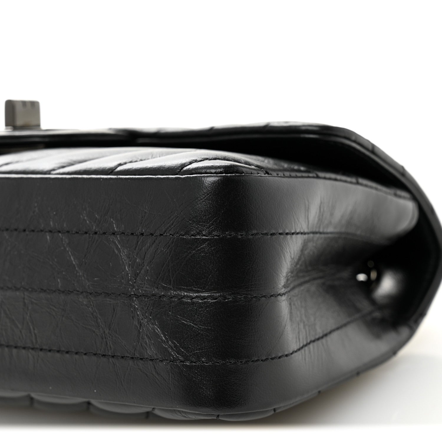 Aged Calfskin Chevron Quilted 2.55 Reissue Mini Flap So Black