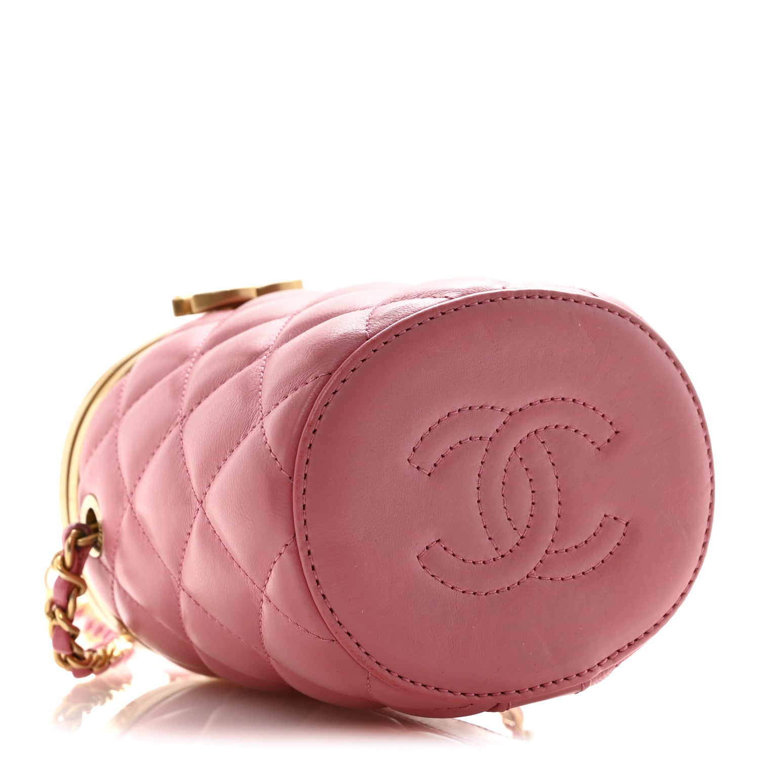 Lambskin Quilted Mini Crown Box Bag Pink