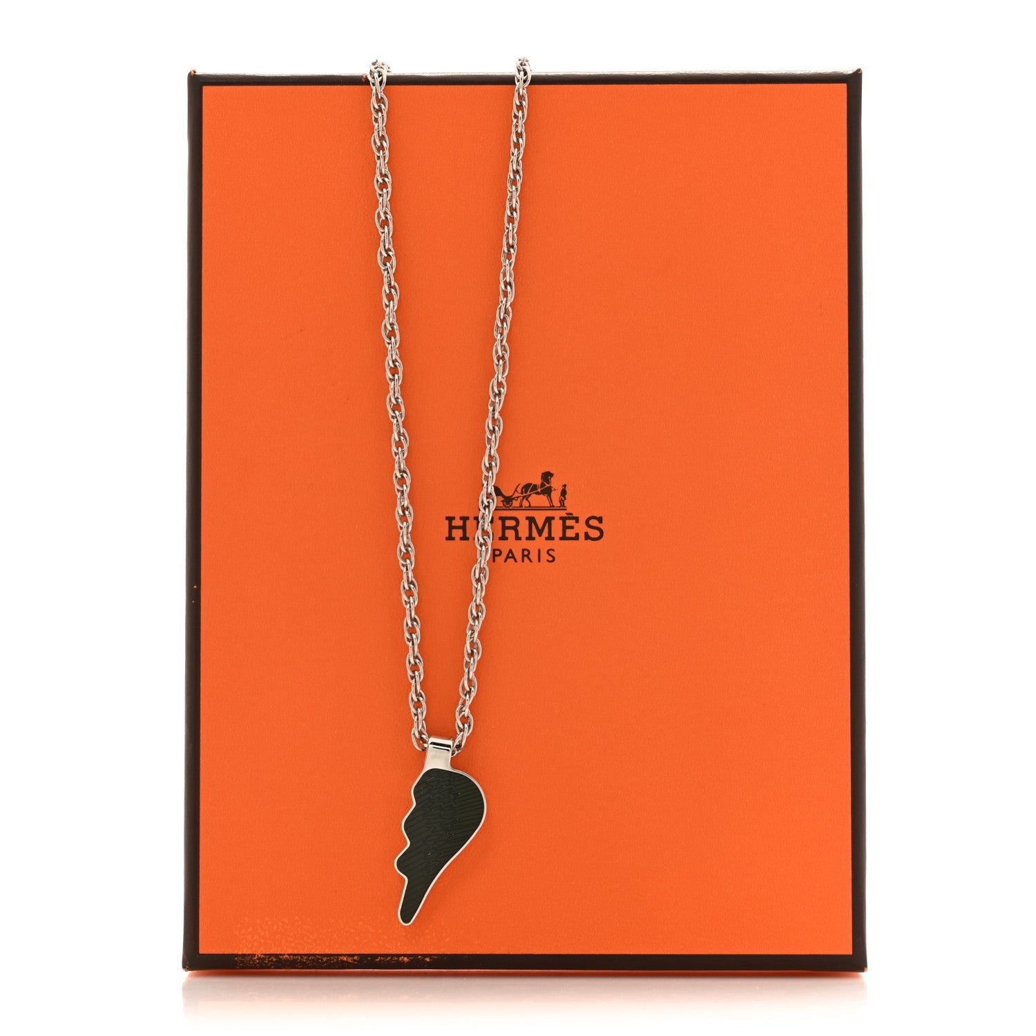 Palladium Buffalo Horn Lacquered Bon Voyage Necklace Black Dore
